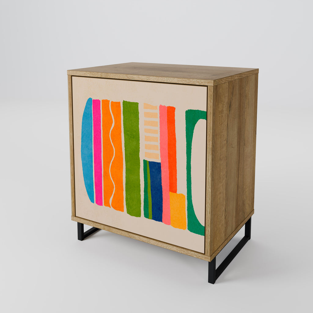 GEOMETRIC SHINE Sideboard mit 1 Tür in Eiche-Optik