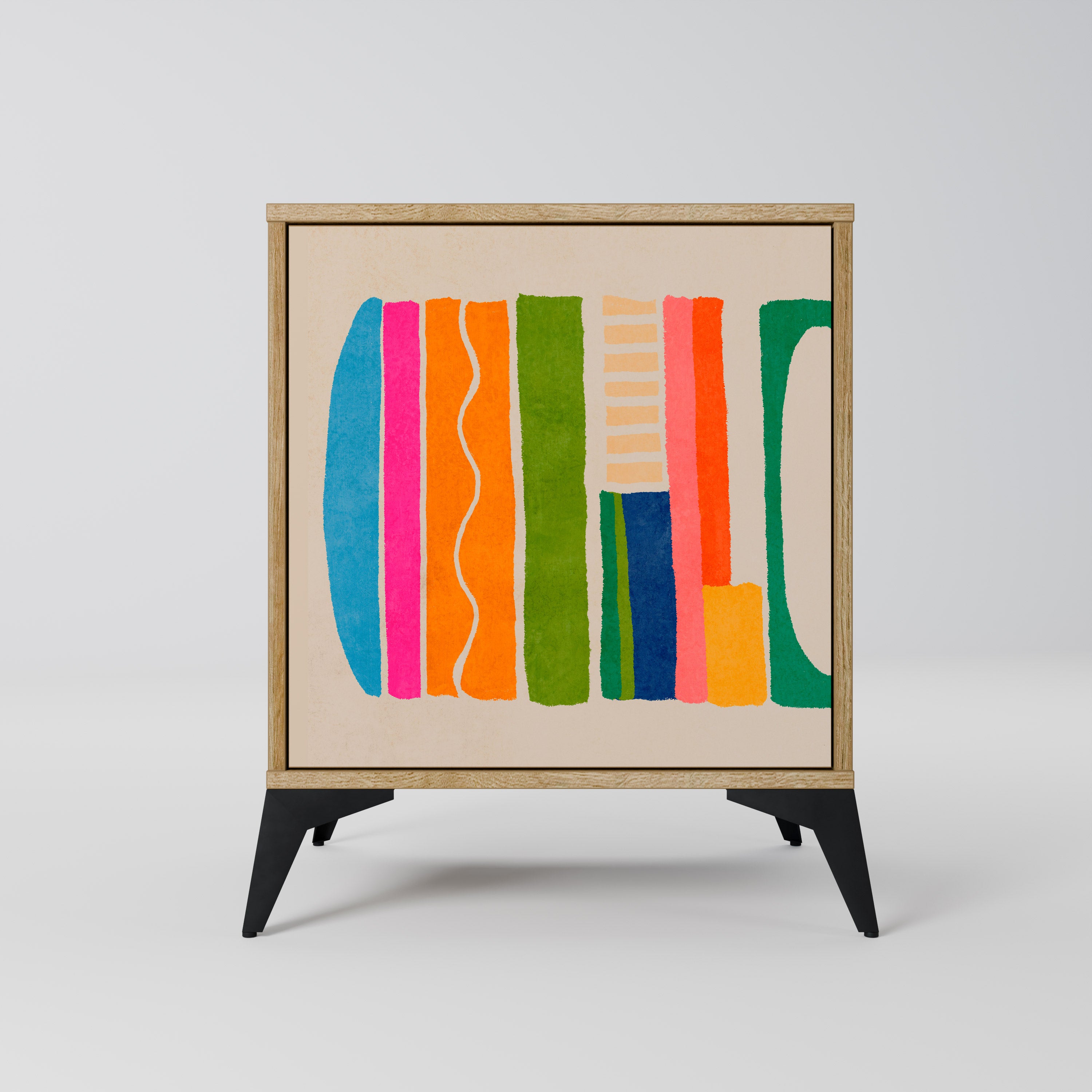 GEOMETRIC SHINE Sideboard mit 1 Tür in Eiche-Optik