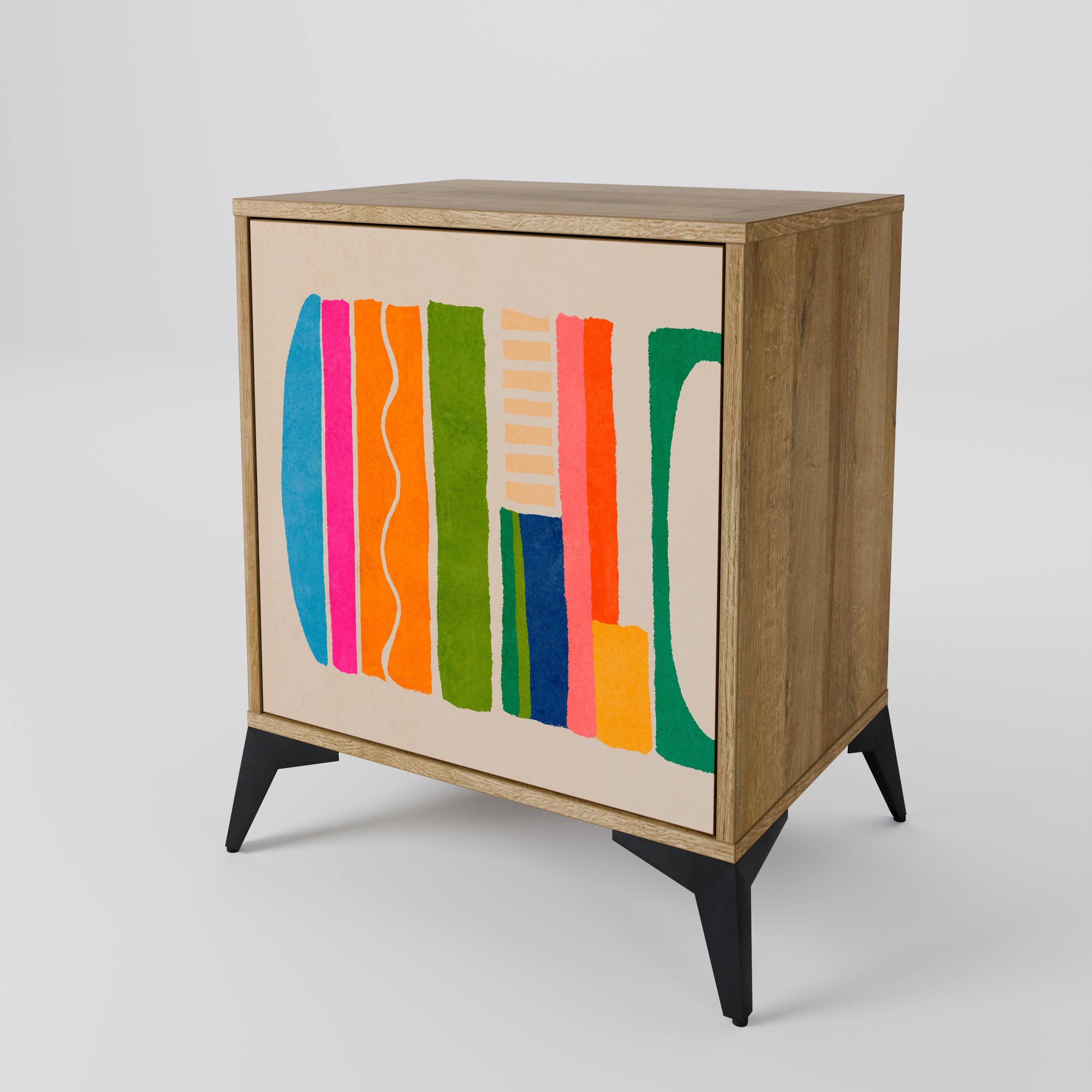GEOMETRIC SHINE Sideboard mit 1 Tür in Eiche-Optik