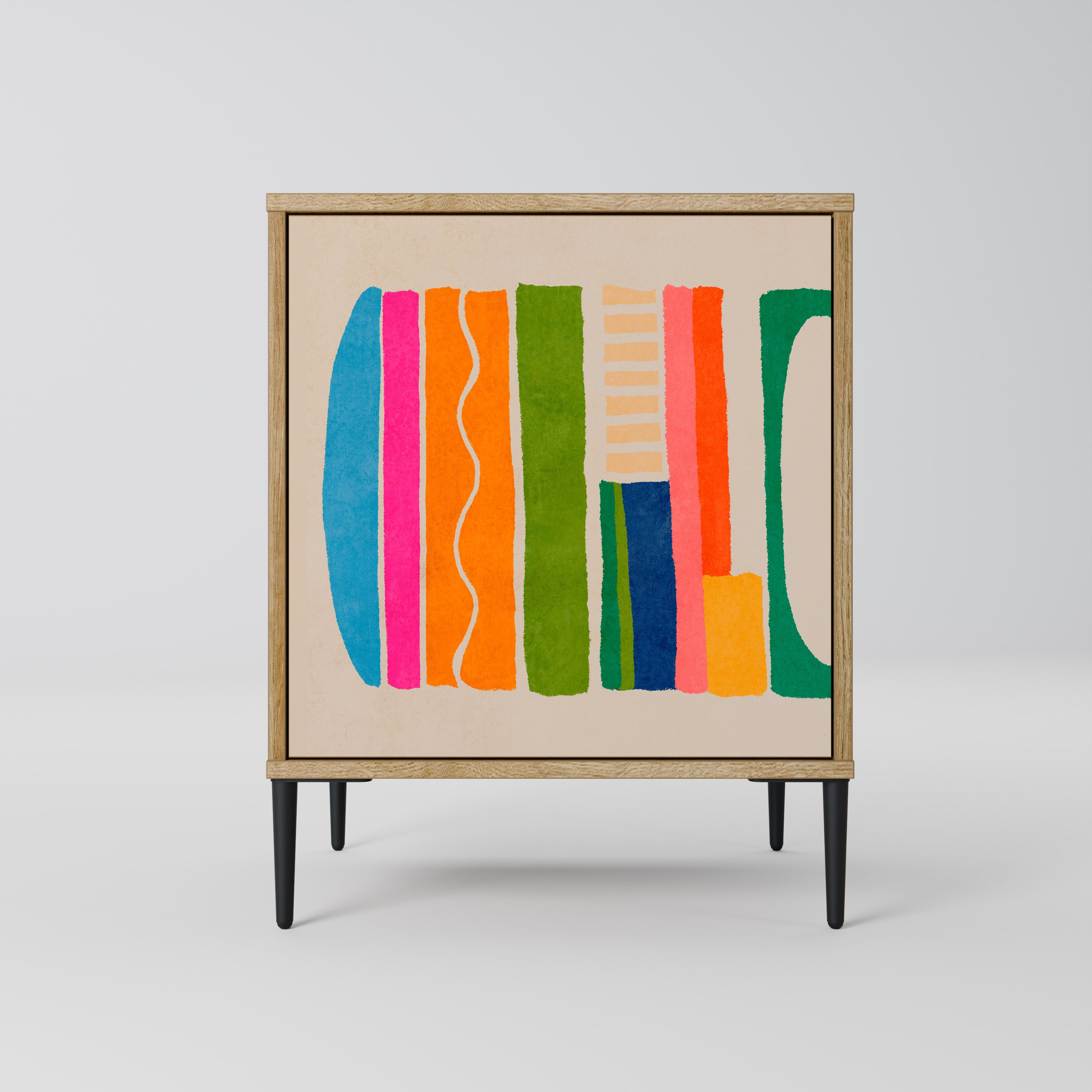 GEOMETRIC SHINE Sideboard mit 1 Tür in Eiche-Optik