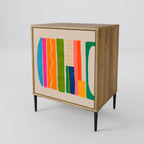 GEOMETRIC SHINE Sideboard mit 1 Tür in Eiche-Optik