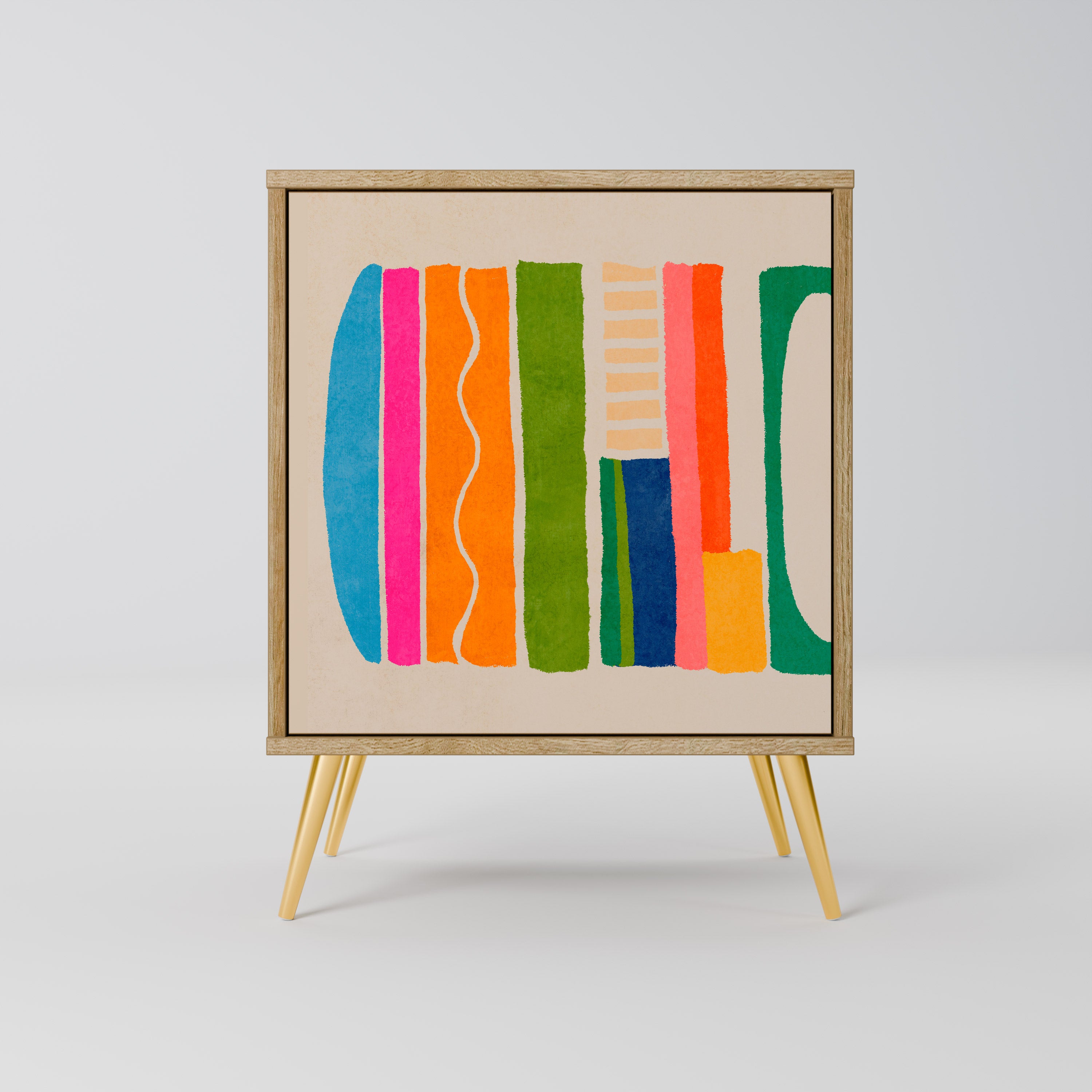 GEOMETRIC SHINE Sideboard mit 1 Tür in Eiche-Optik