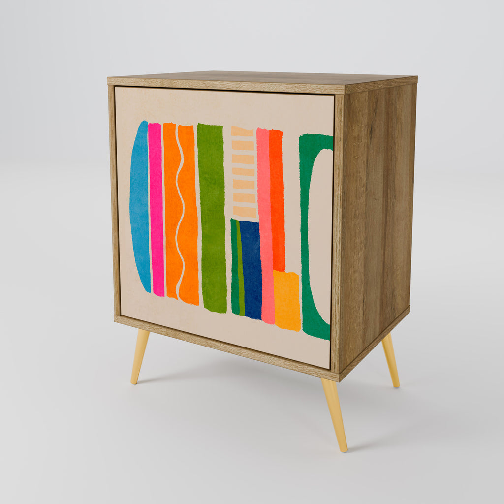 GEOMETRIC SHINE Sideboard mit 1 Tür in Eiche-Optik