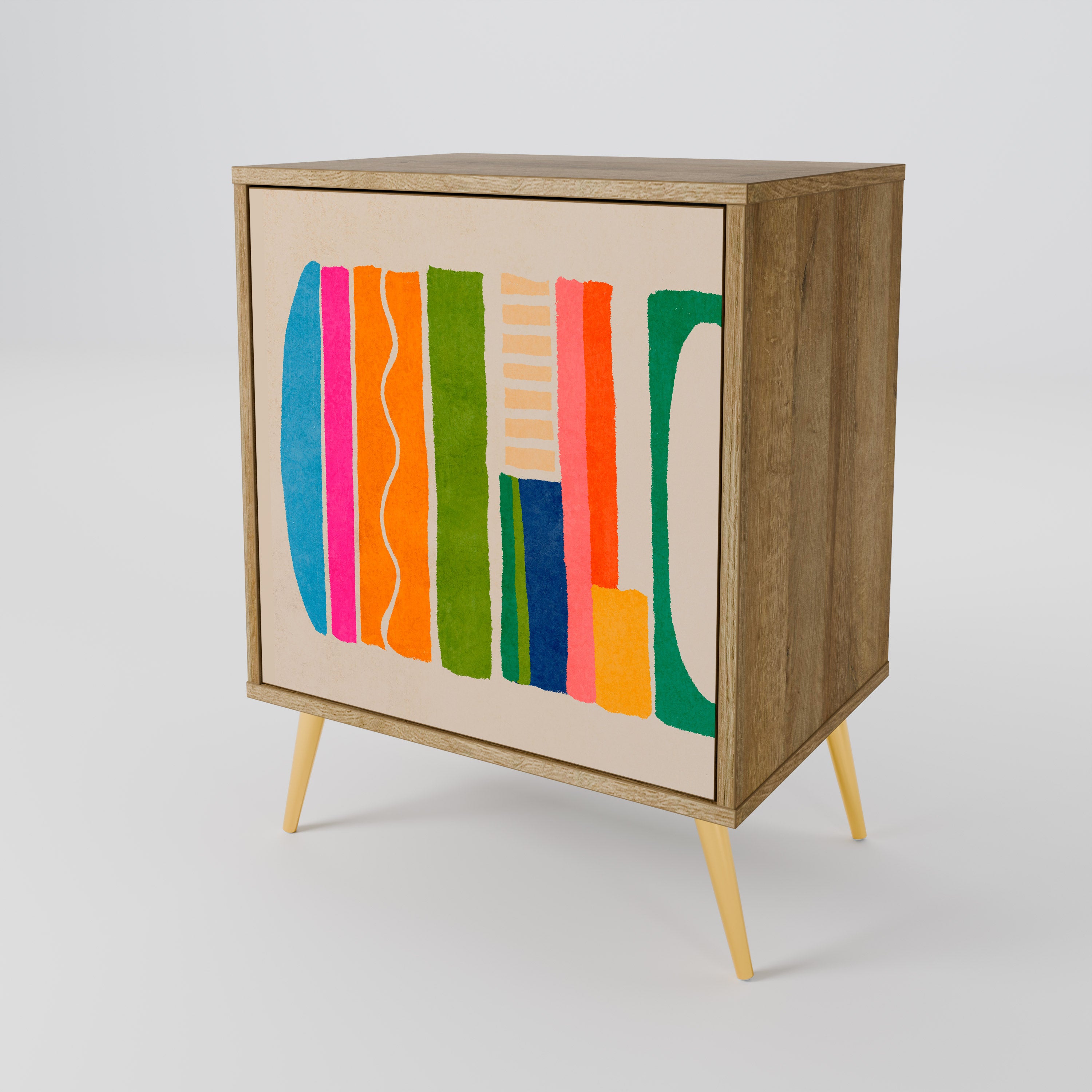 GEOMETRIC SHINE Sideboard mit 1 Tür in Eiche-Optik