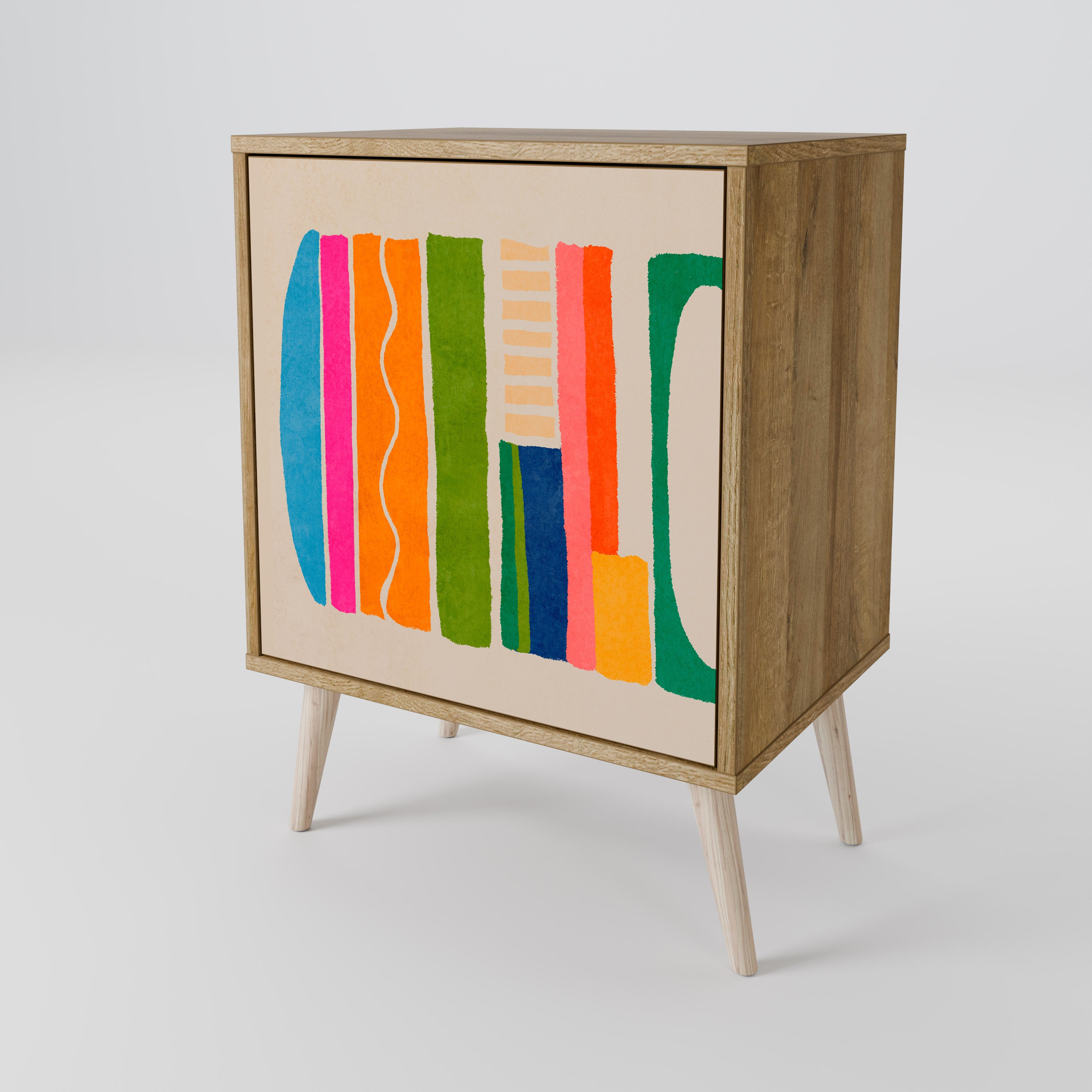 GEOMETRIC SHINE Sideboard mit 1 Tür in Eiche-Optik
