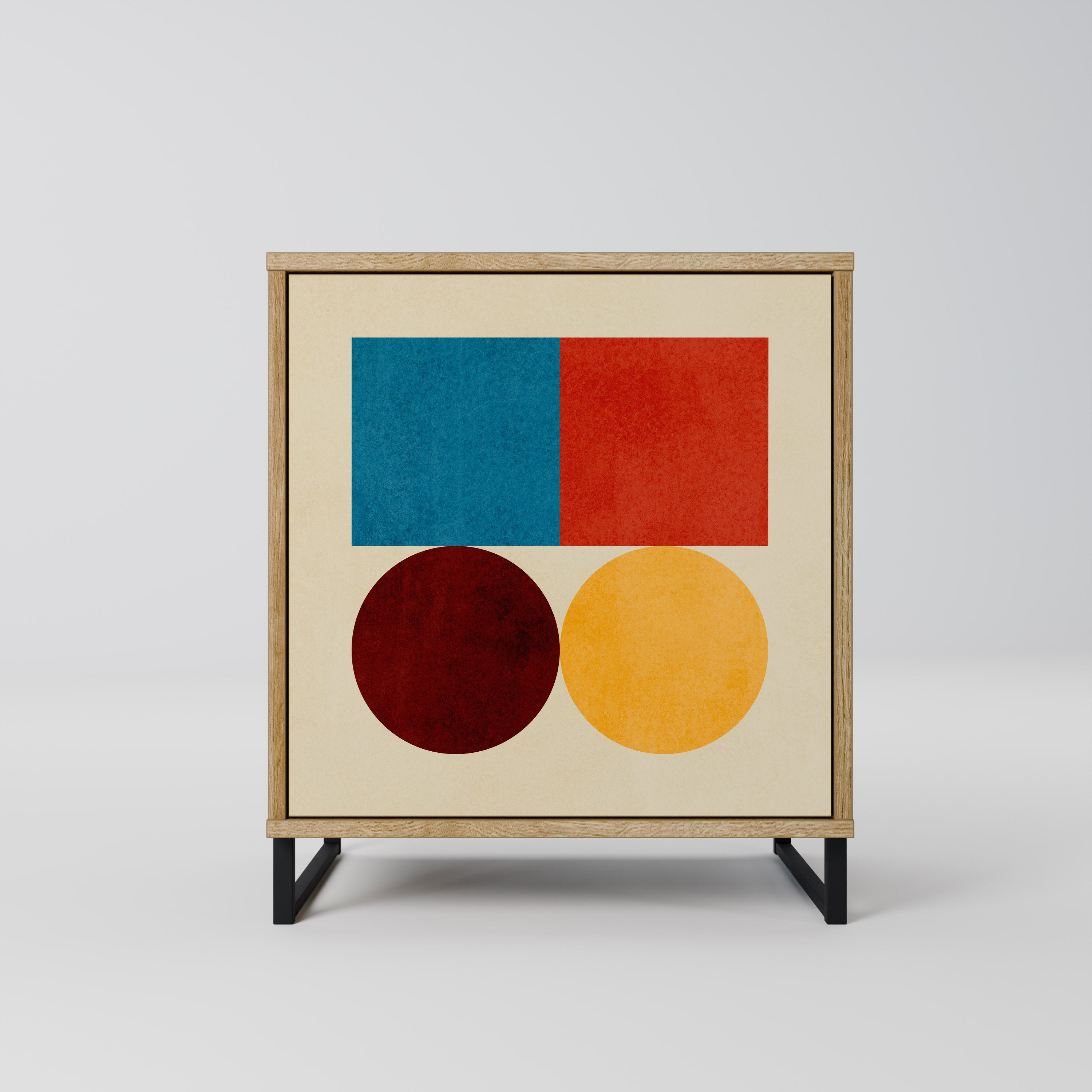 GEOMETRIC PUZZLE Sideboard mit 1 Tür in Eiche-Optik