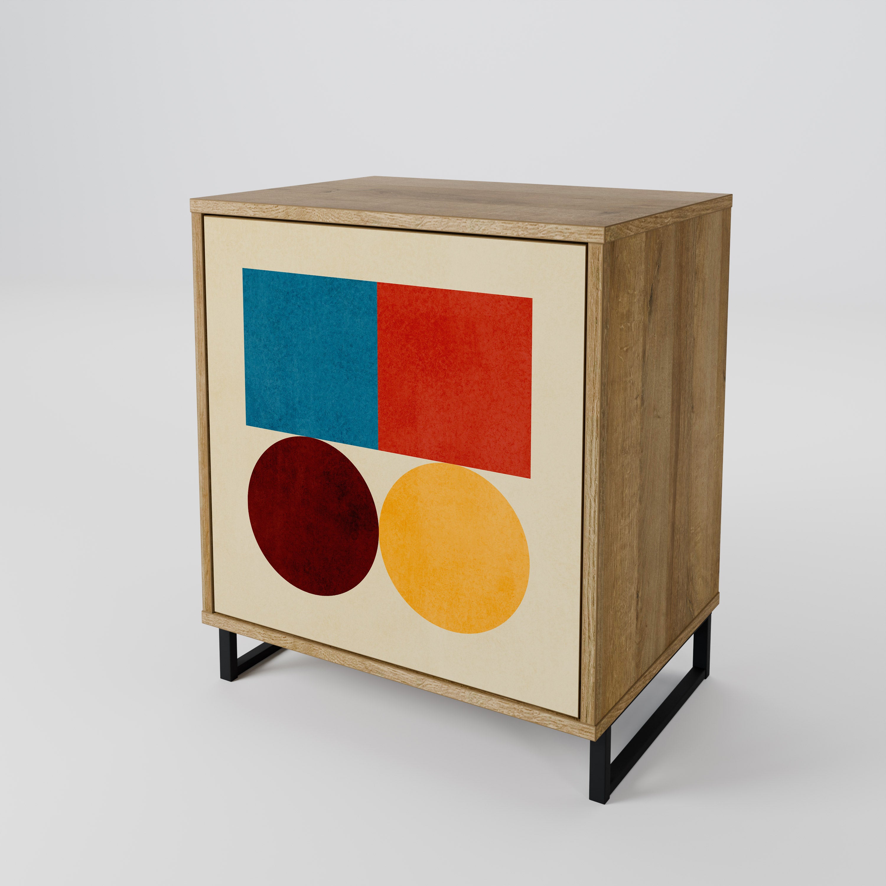GEOMETRIC PUZZLE Sideboard mit 1 Tür in Eiche-Optik