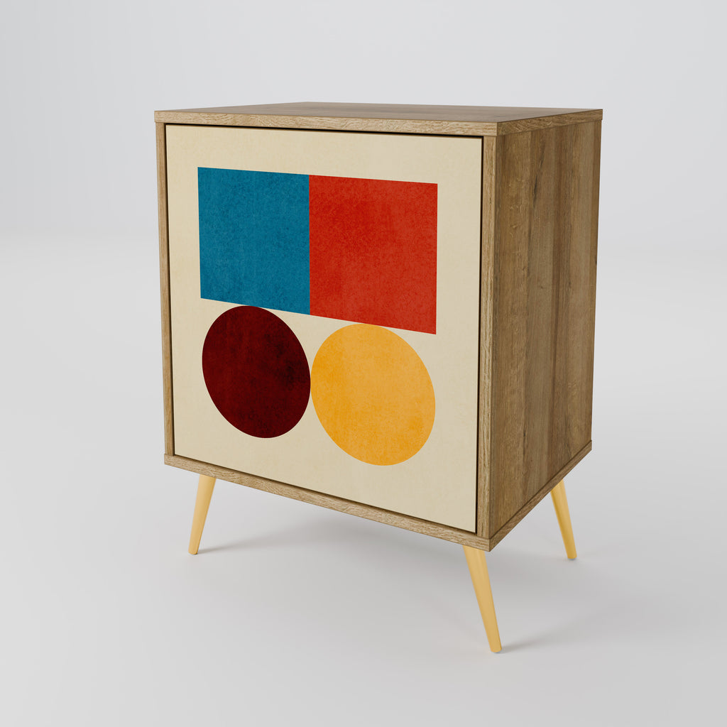 GEOMETRIC PUZZLE Sideboard mit 1 Tür in Eiche-Optik