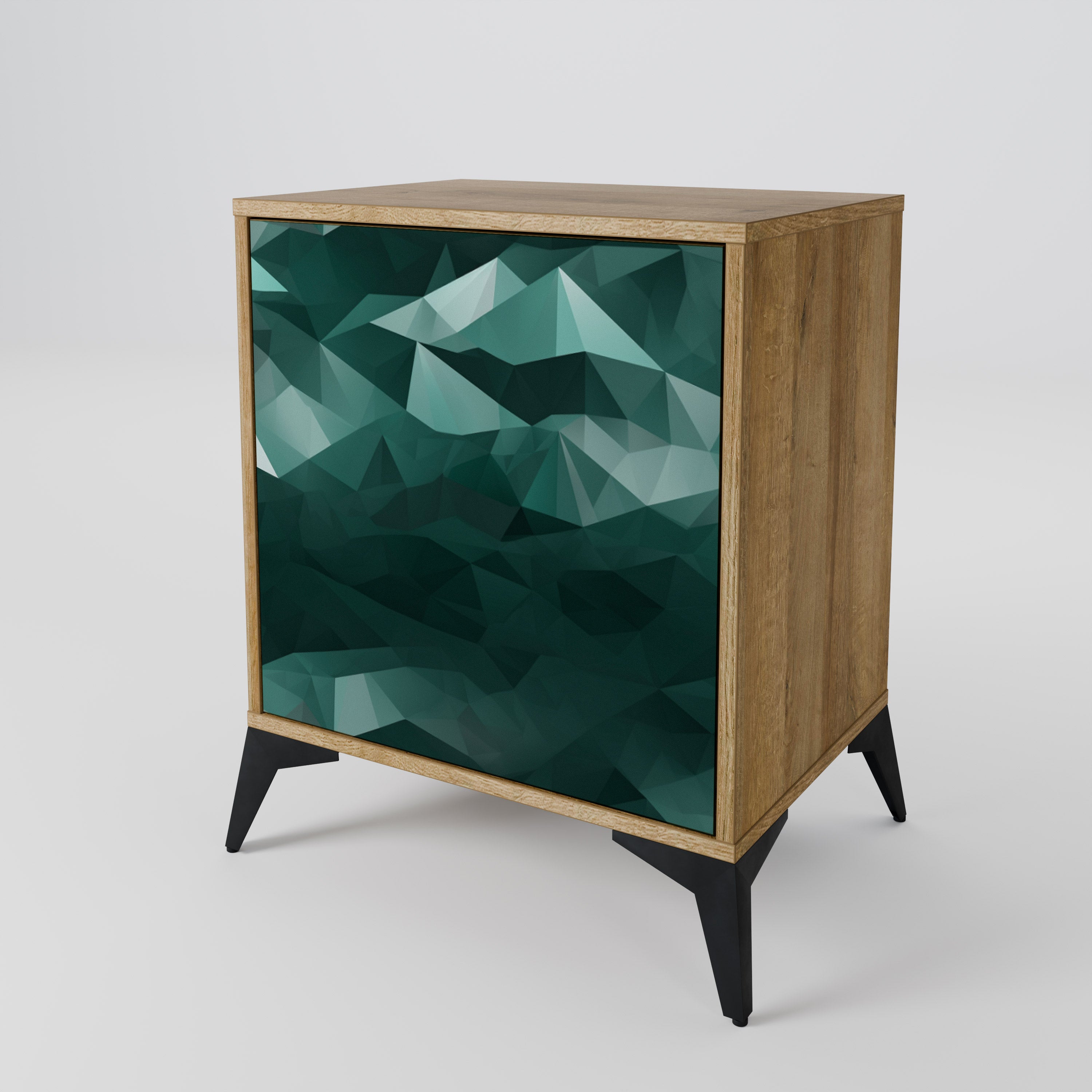 POLYGONAL FLOATING Sideboard mit 1 Tür in Eiche-Optik
