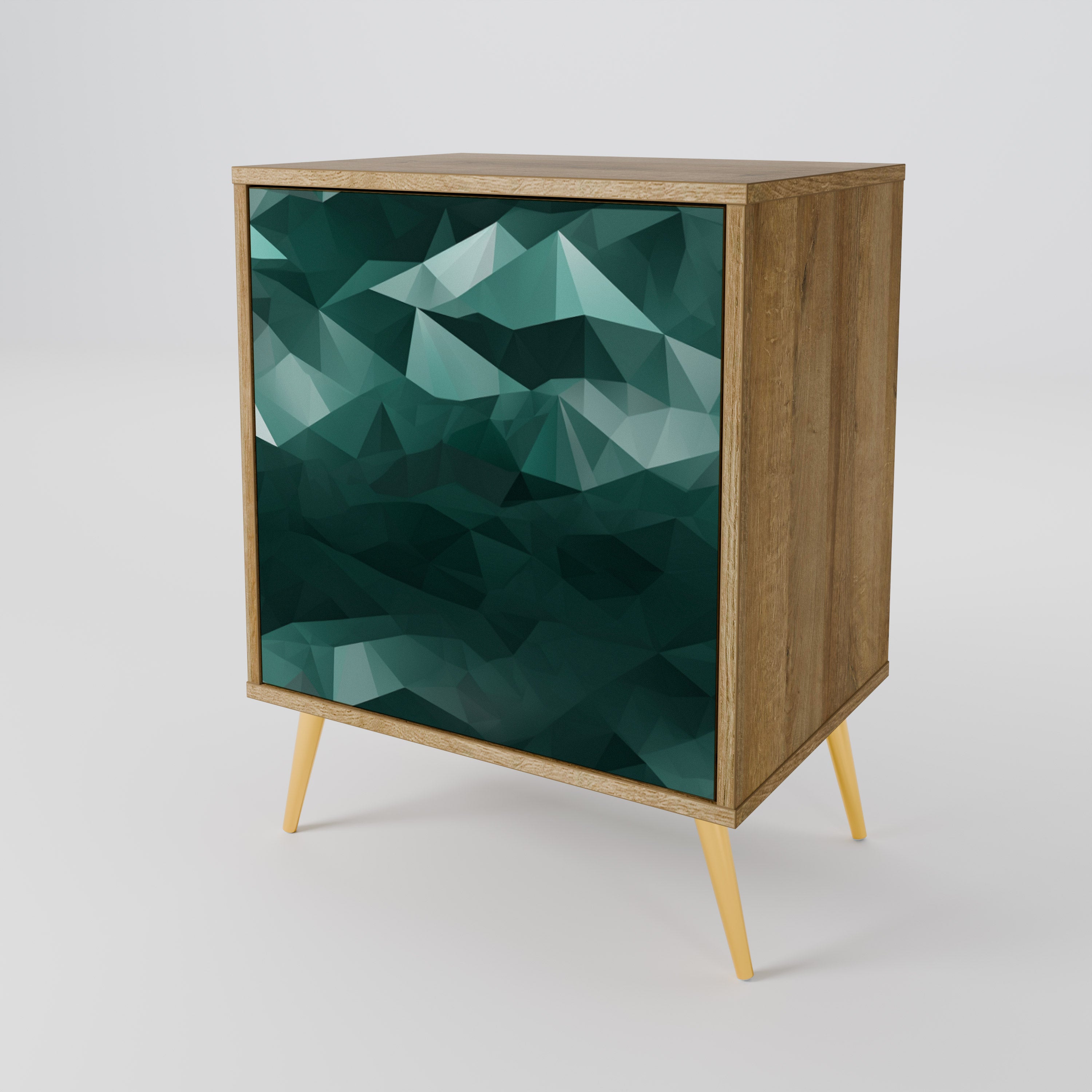 POLYGONAL FLOATING Sideboard mit 1 Tür in Eiche-Optik