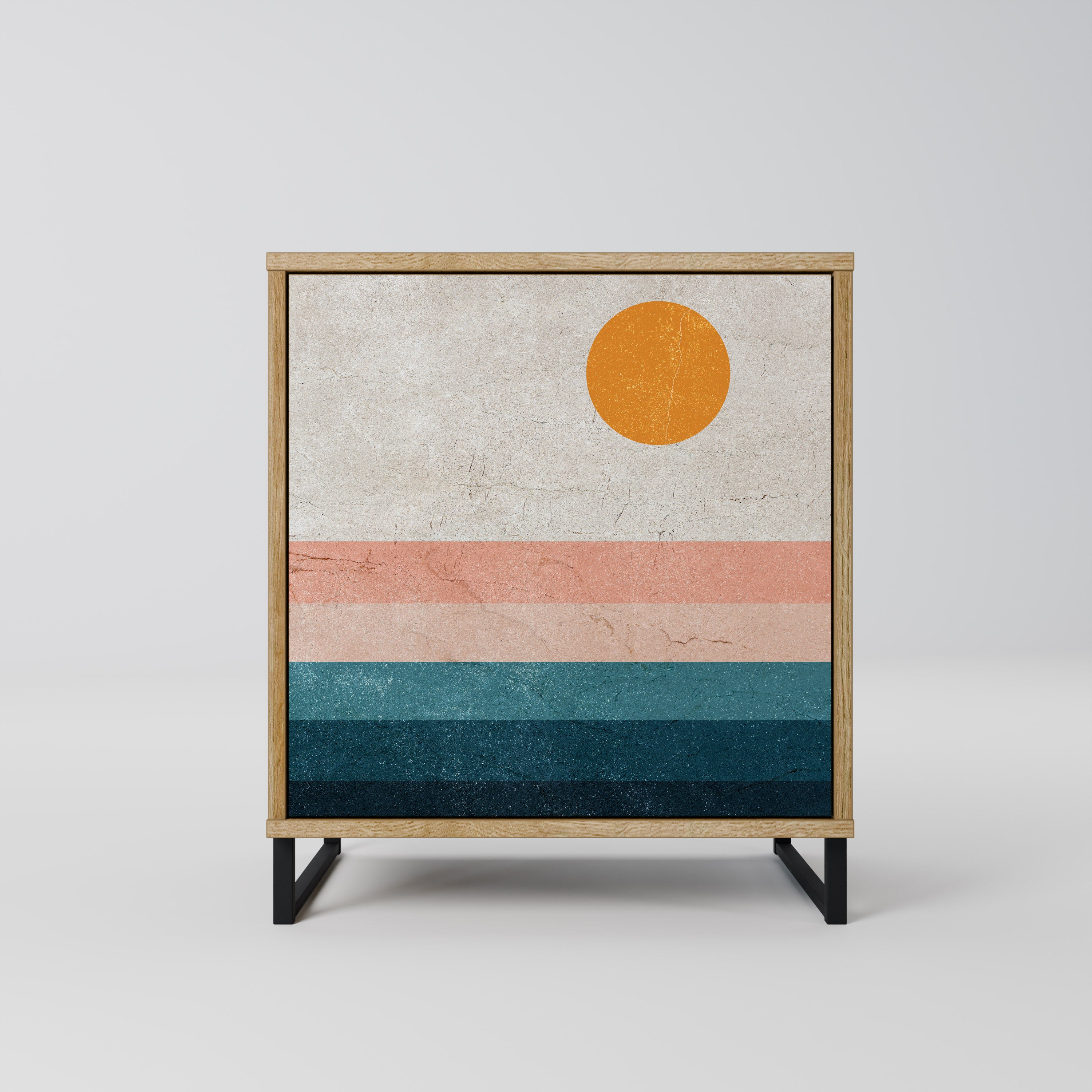 TWO HALVES Sideboard mit 1 Tür in Eiche-Optik