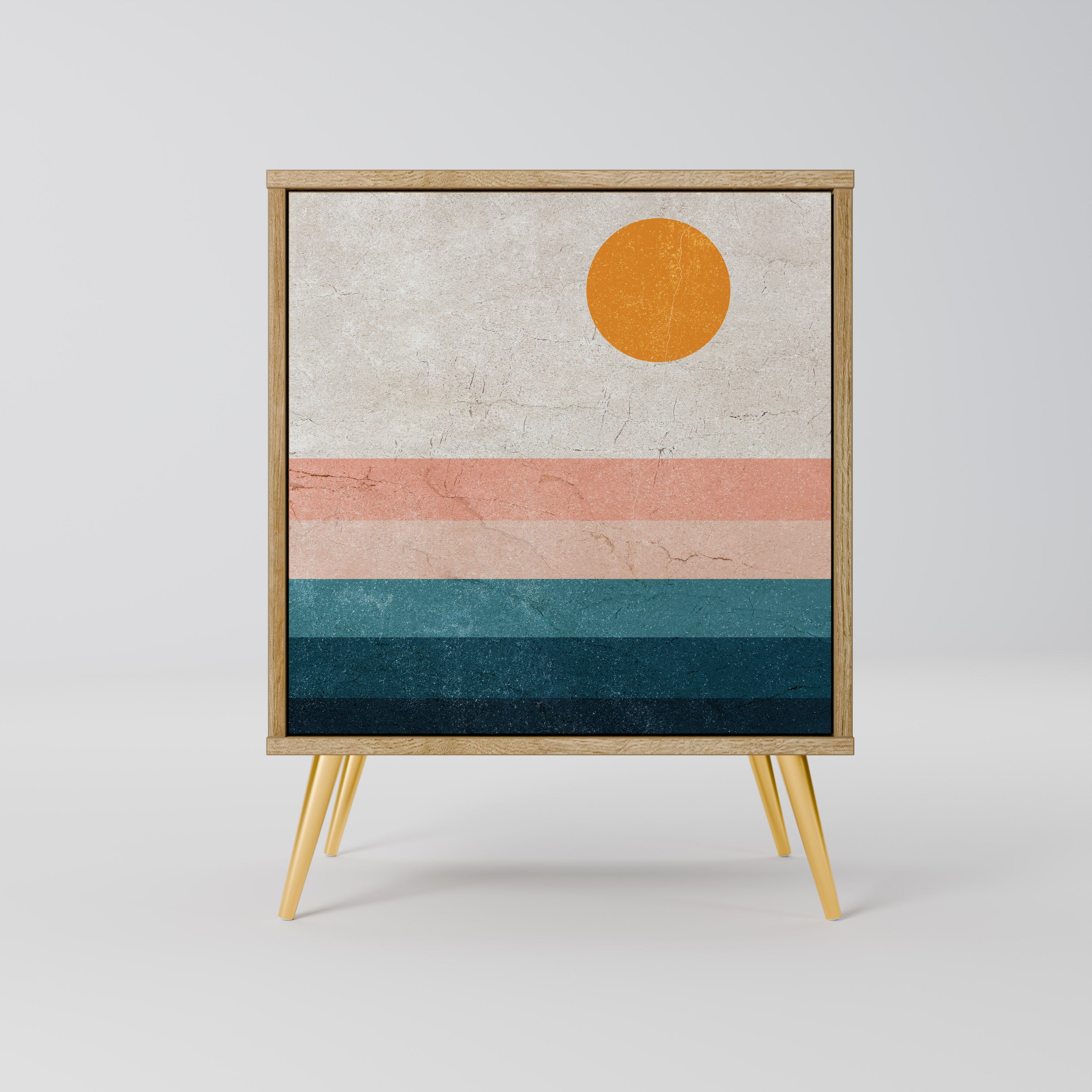 TWO HALVES Sideboard mit 1 Tür in Eiche-Optik