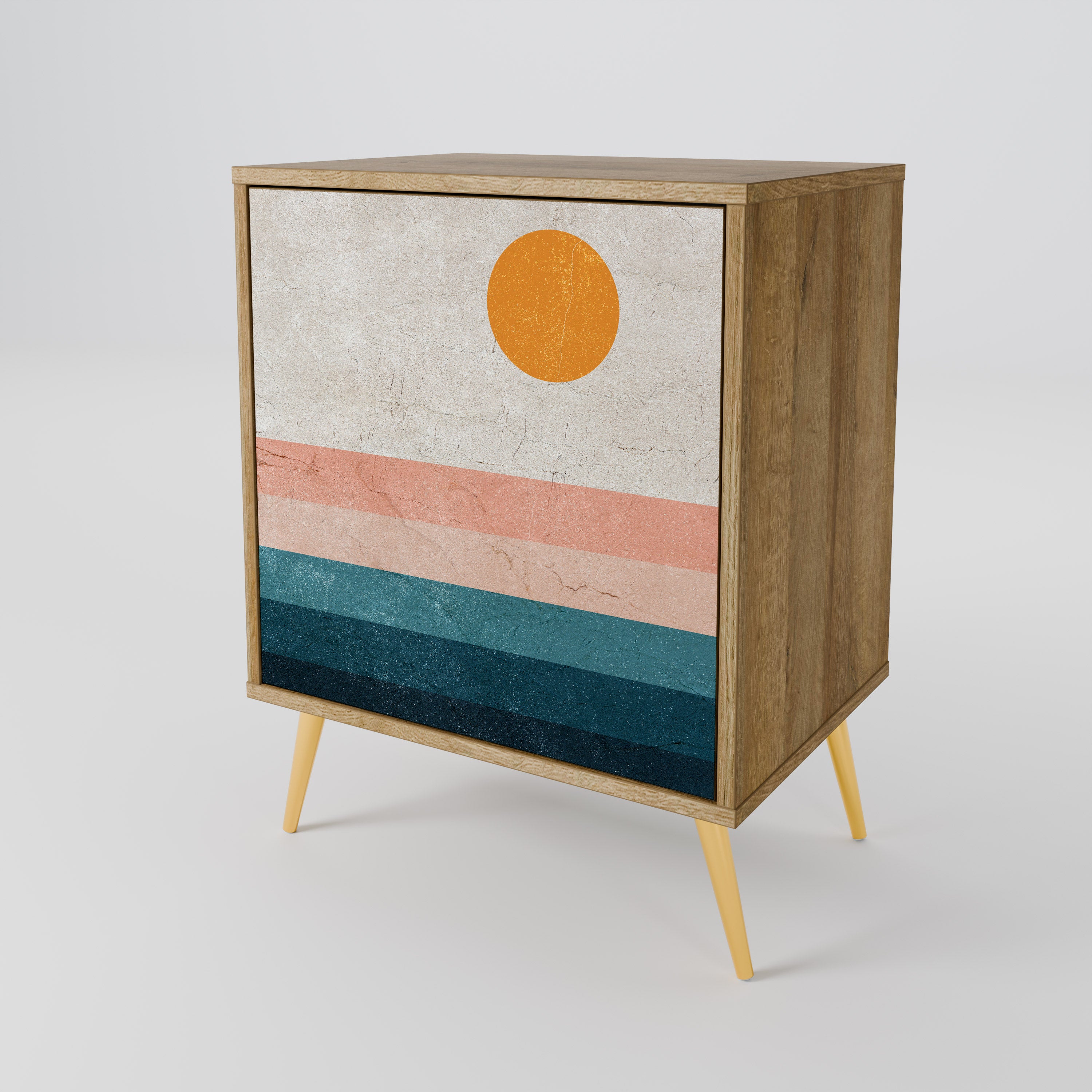 TWO HALVES Sideboard mit 1 Tür in Eiche-Optik