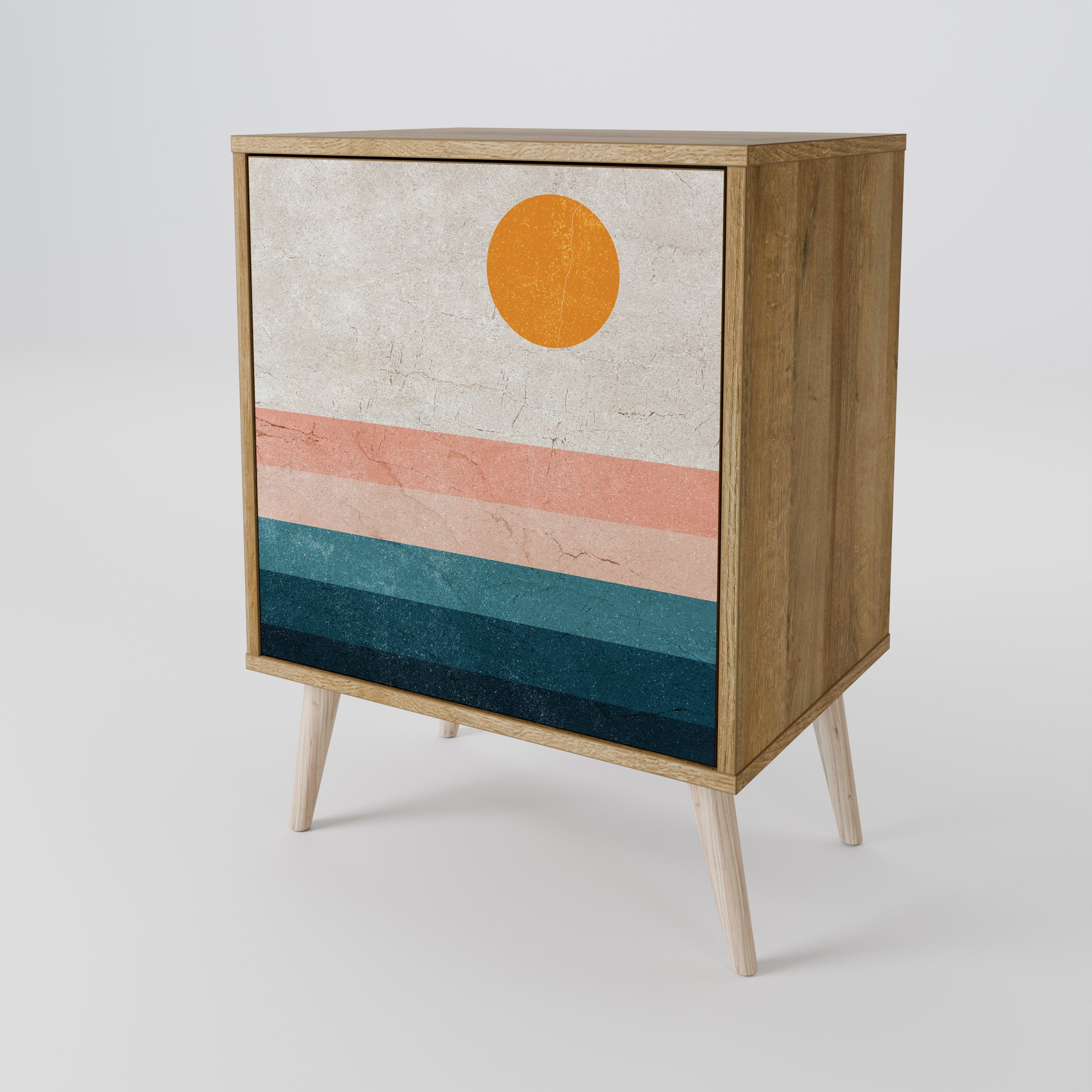 TWO HALVES Sideboard mit 1 Tür in Eiche-Optik