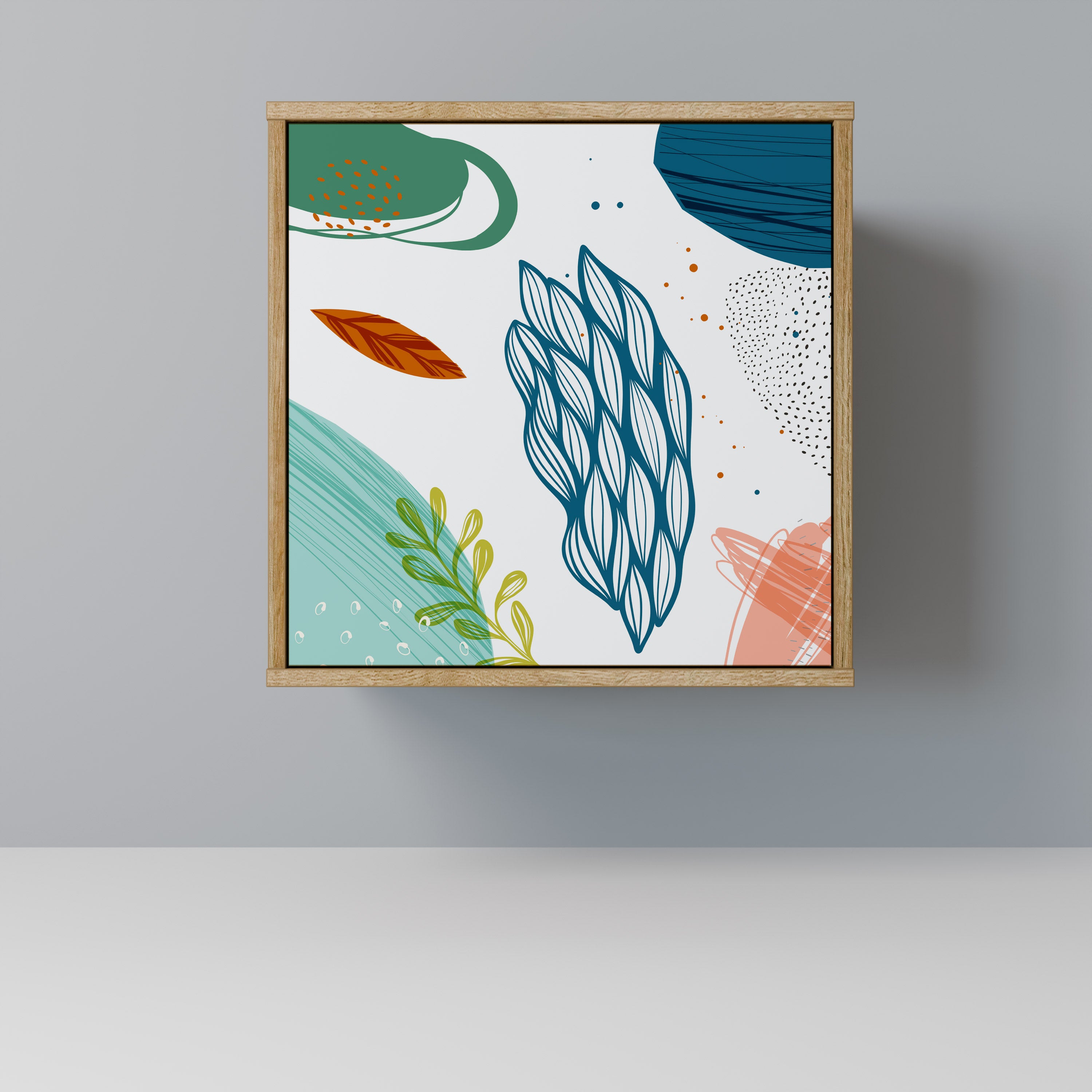 BOTANICAL HURRICANE Sideboard mit 1 Tür in Eiche-Optik