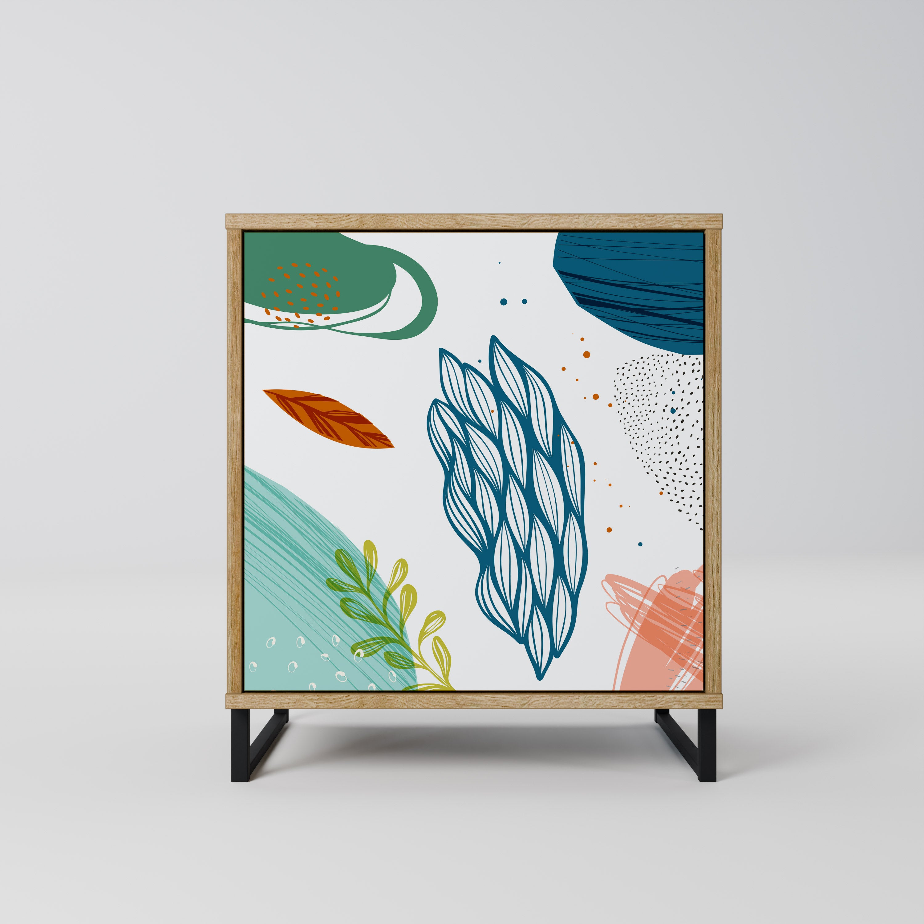 BOTANICAL HURRICANE Sideboard mit 1 Tür in Eiche-Optik