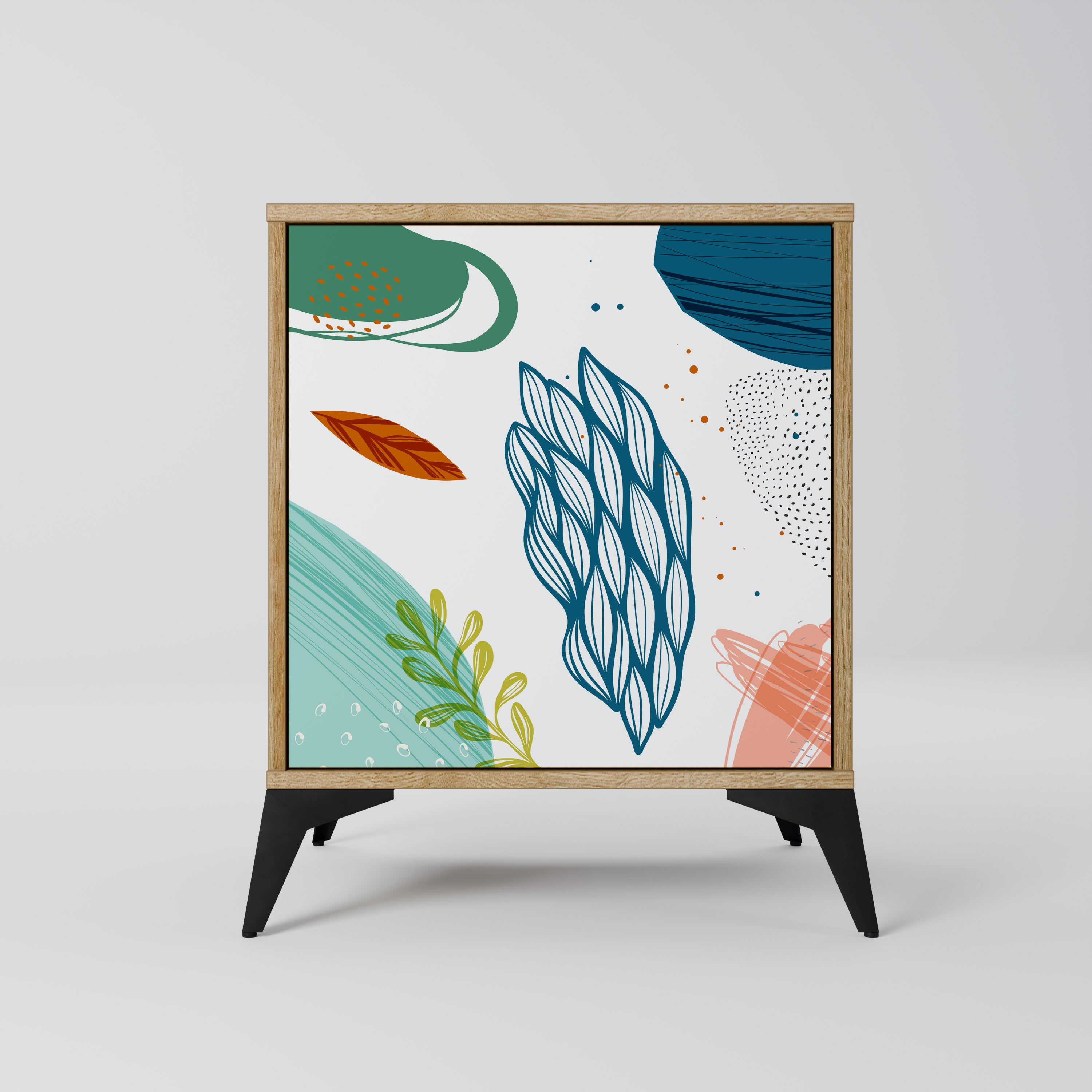 BOTANICAL HURRICANE Sideboard mit 1 Tür in Eiche-Optik