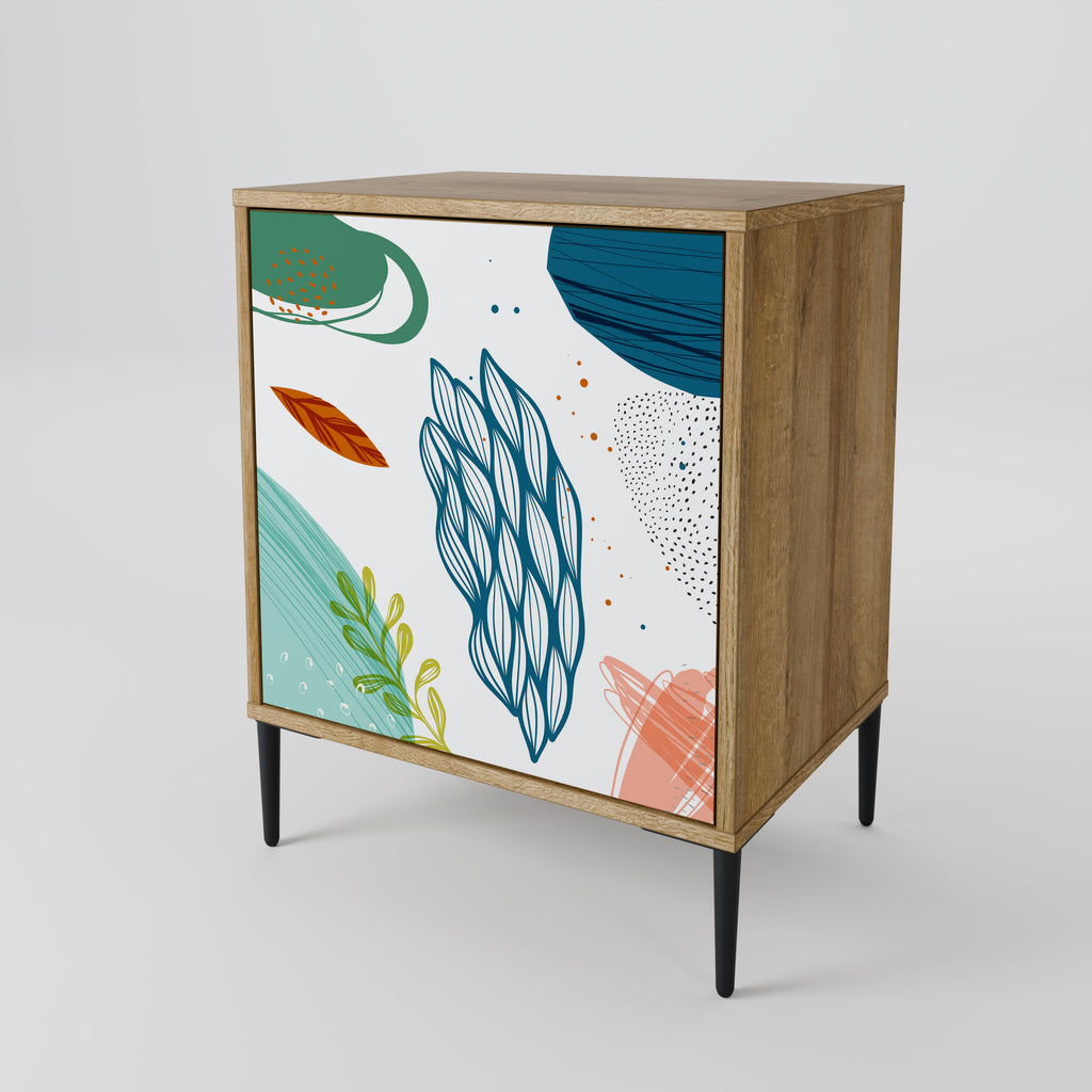 BOTANICAL HURRICANE Sideboard mit 1 Tür in Eiche-Optik