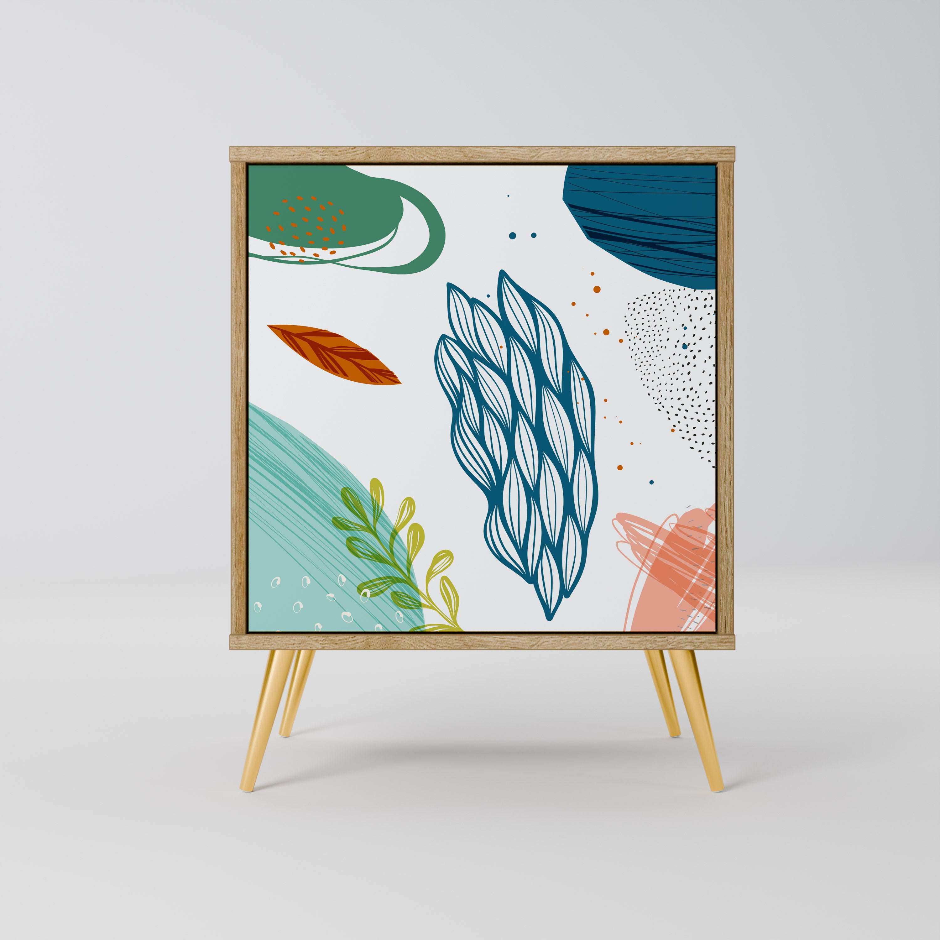 BOTANICAL HURRICANE Sideboard mit 1 Tür in Eiche-Optik