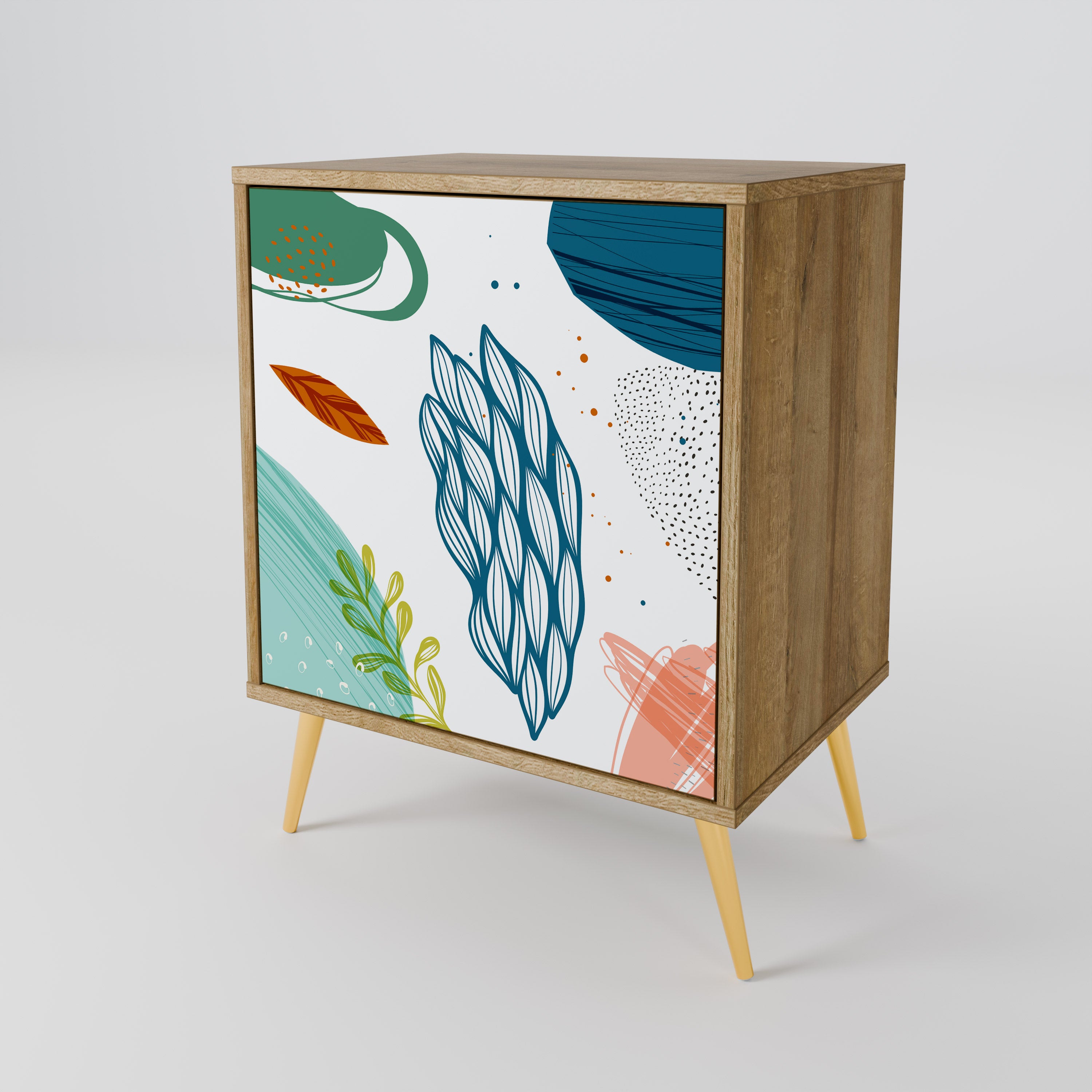 BOTANICAL HURRICANE Sideboard mit 1 Tür in Eiche-Optik