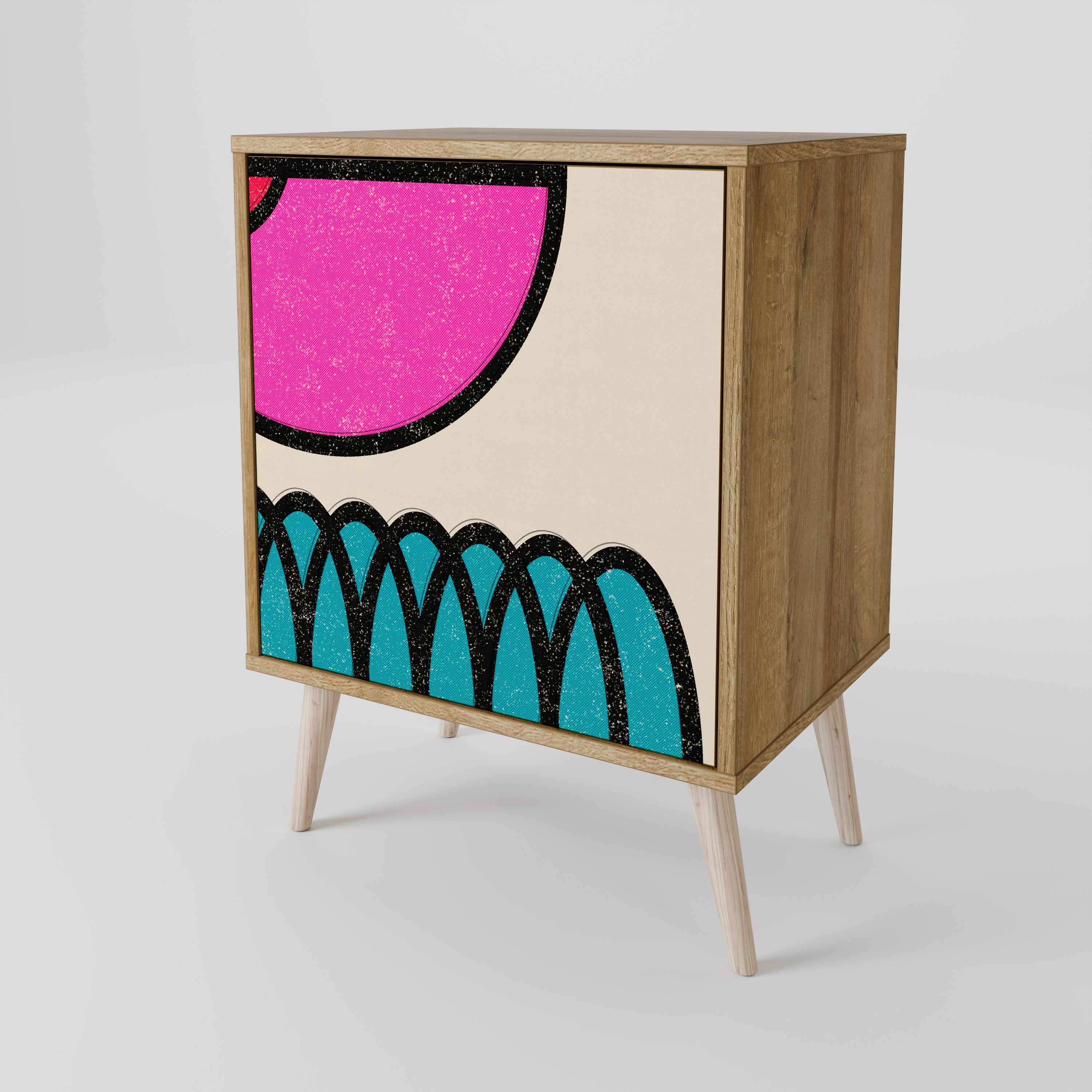 GEOMETRIC RHAPSODY Sideboard mit 1 Tür in Eiche-Optik