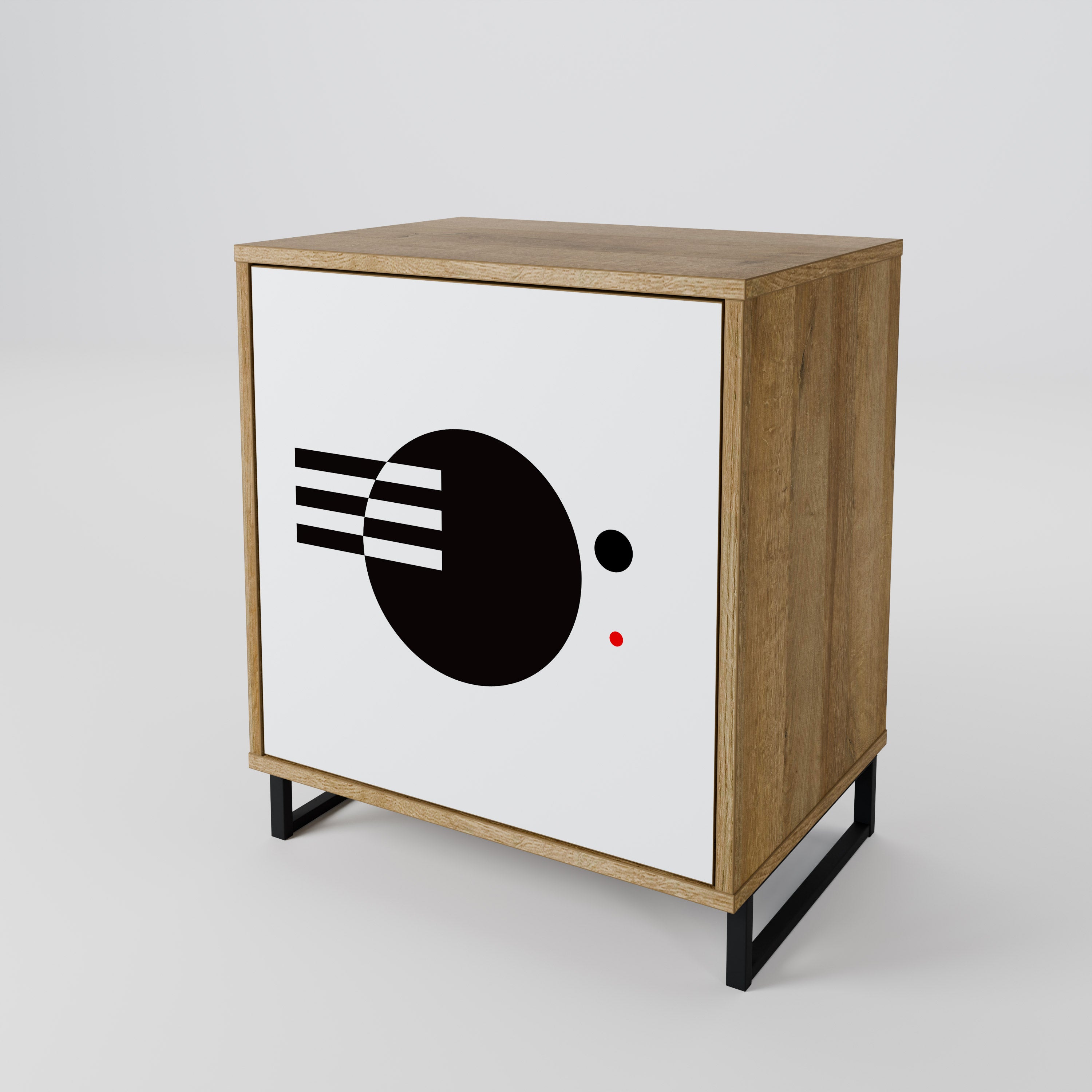 BLACK AND WHITE COMBINATION Sideboard mit 1 Tür in Eiche-Optik