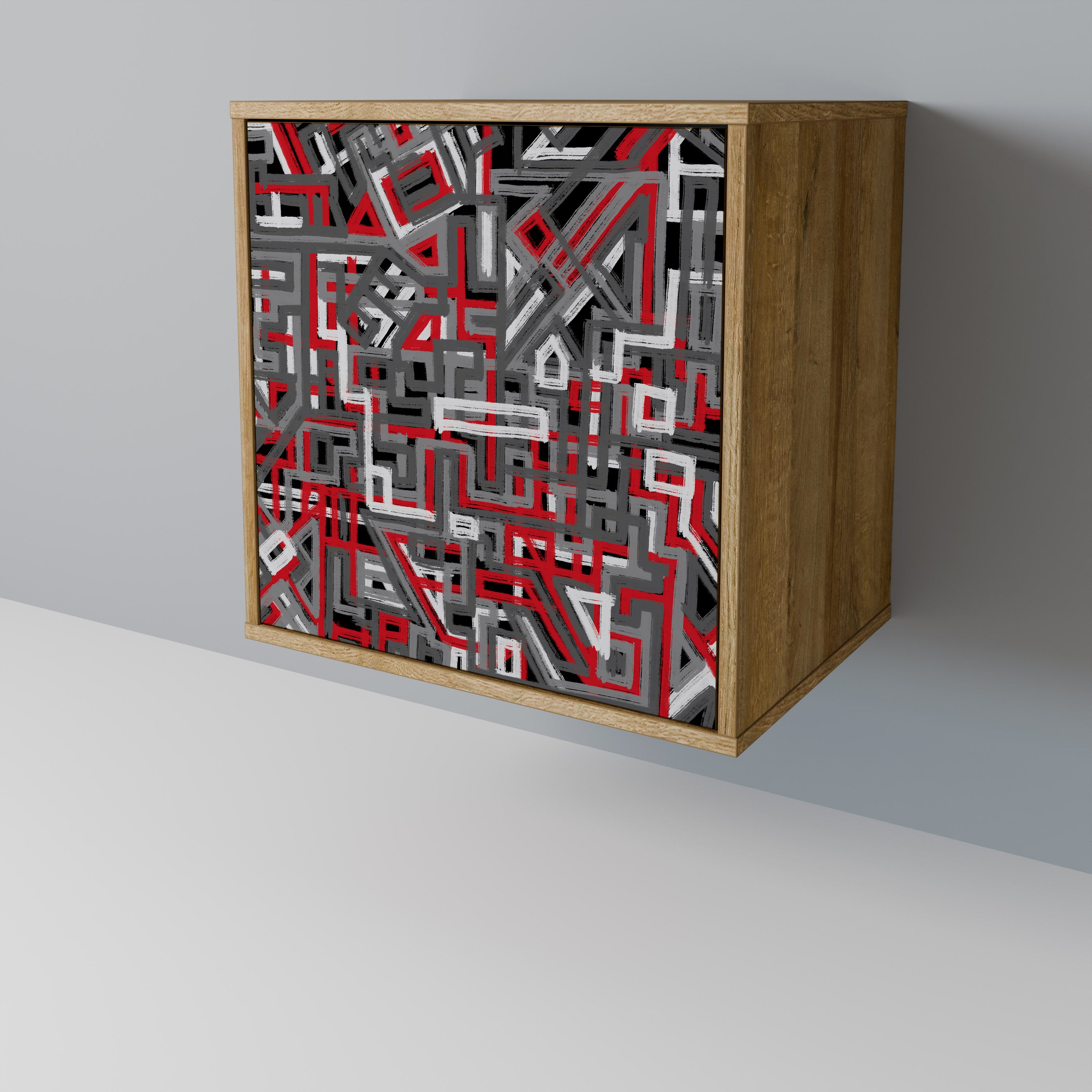 BROKEN LINES 1-Door Sideboard in Oak Effect