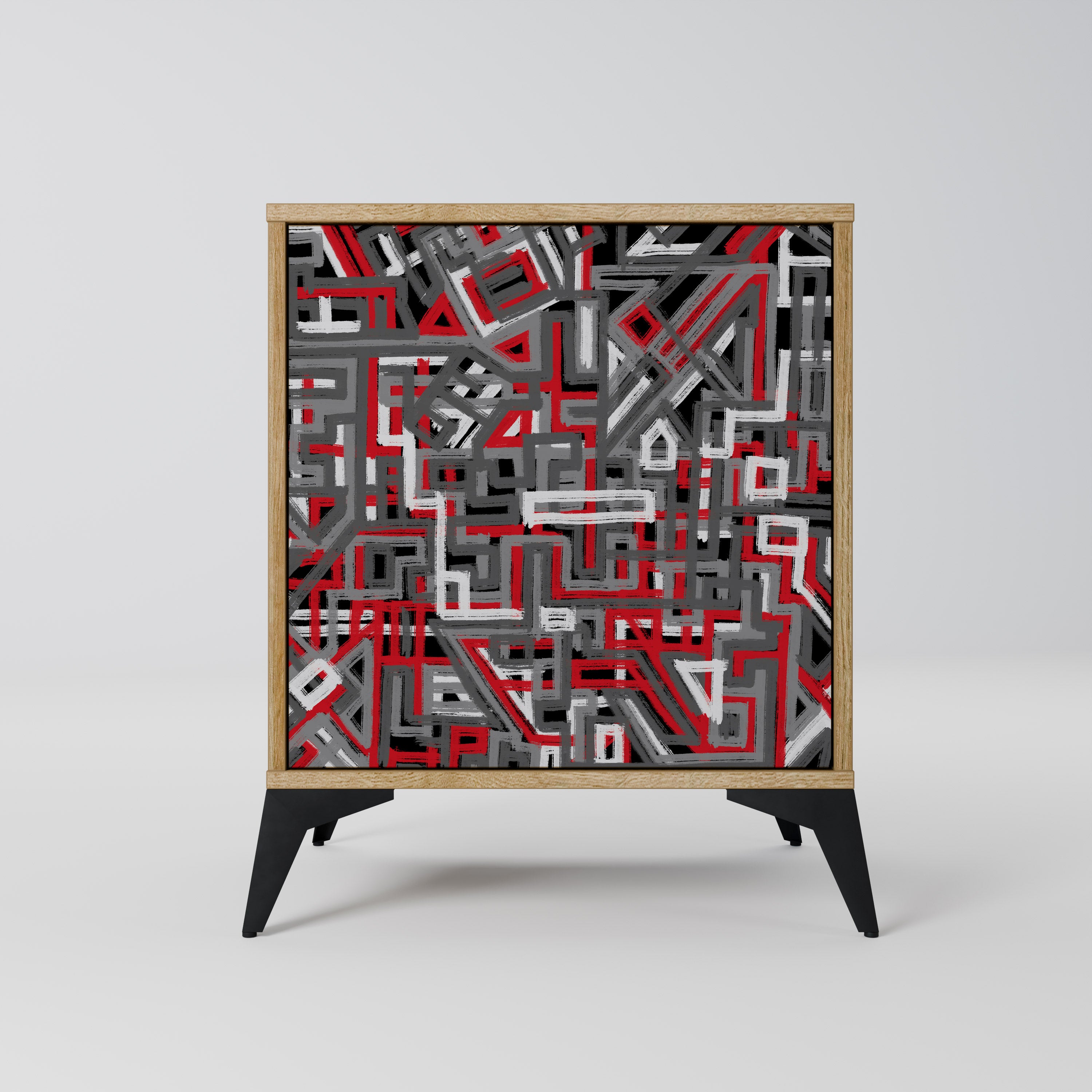 BROKEN LINES Sideboard mit 1 Tür in Eiche-Optik