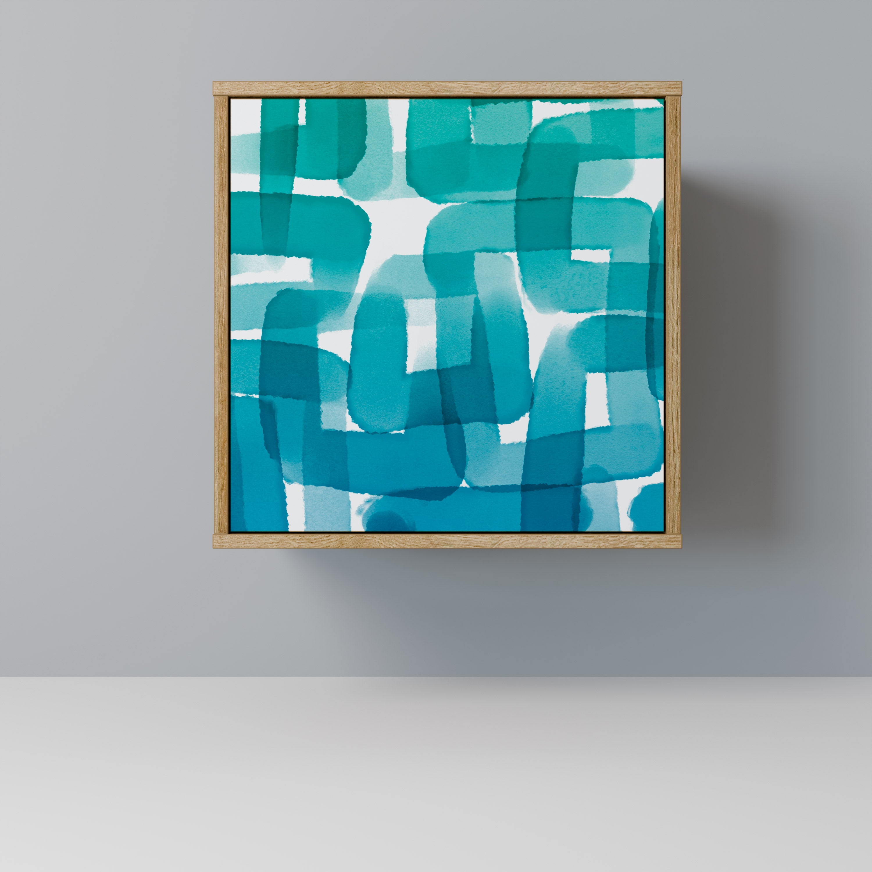 TURQUOISE RECTANGLES Sideboard mit 1 Tür in Eiche-Optik