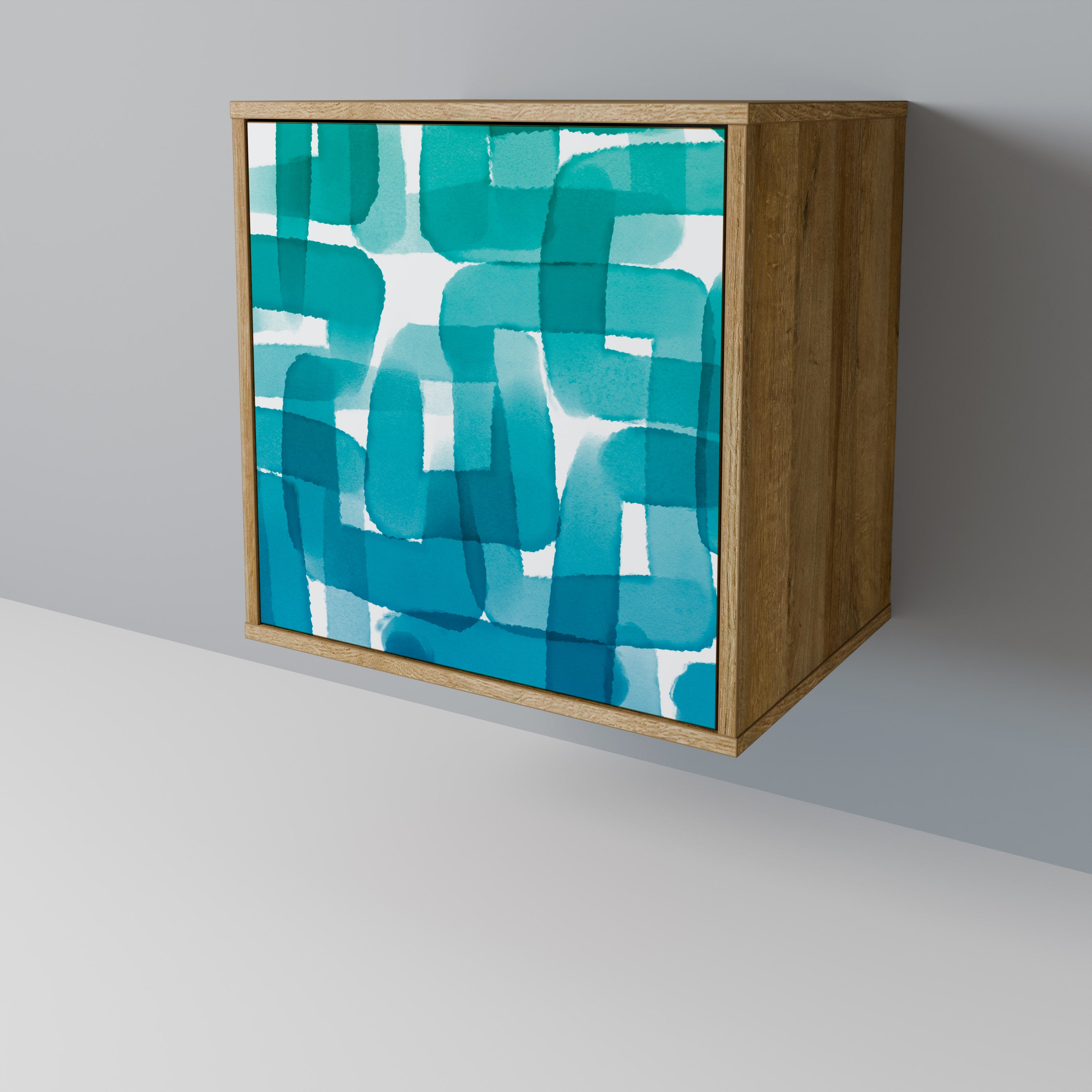 TURQUOISE RECTANGLES Sideboard mit 1 Tür in Eiche-Optik
