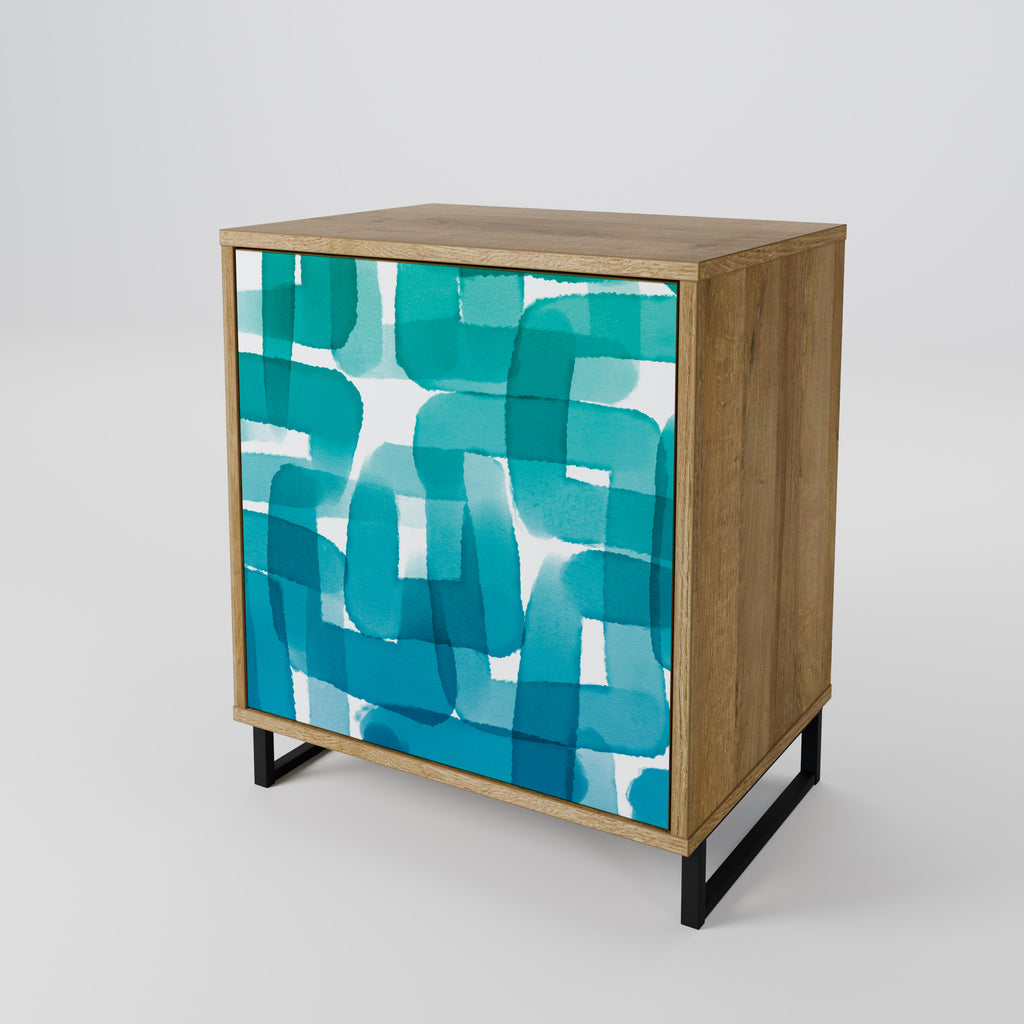 TURQUOISE RECTANGLES Sideboard mit 1 Tür in Eiche-Optik