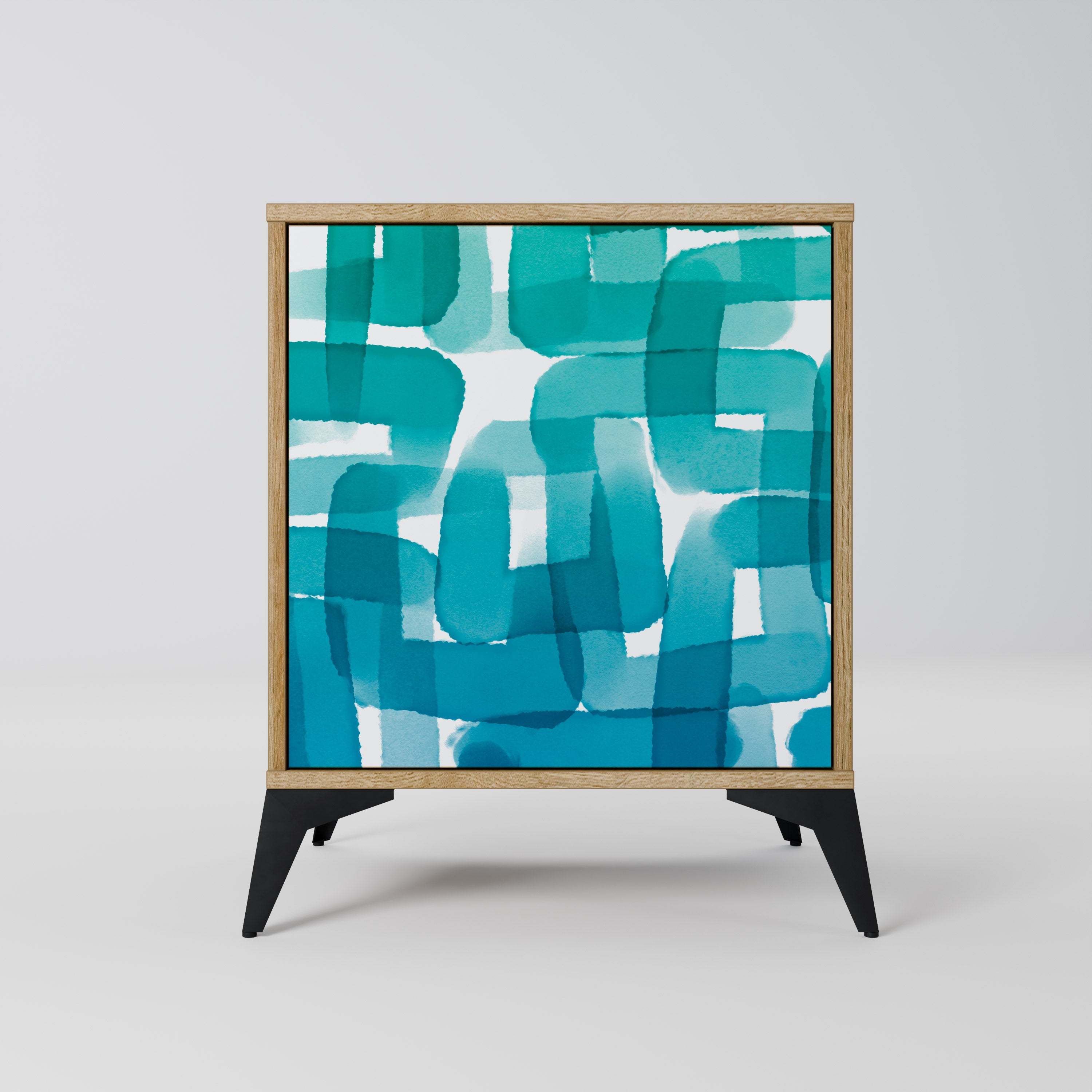 TURQUOISE RECTANGLES Sideboard mit 1 Tür in Eiche-Optik