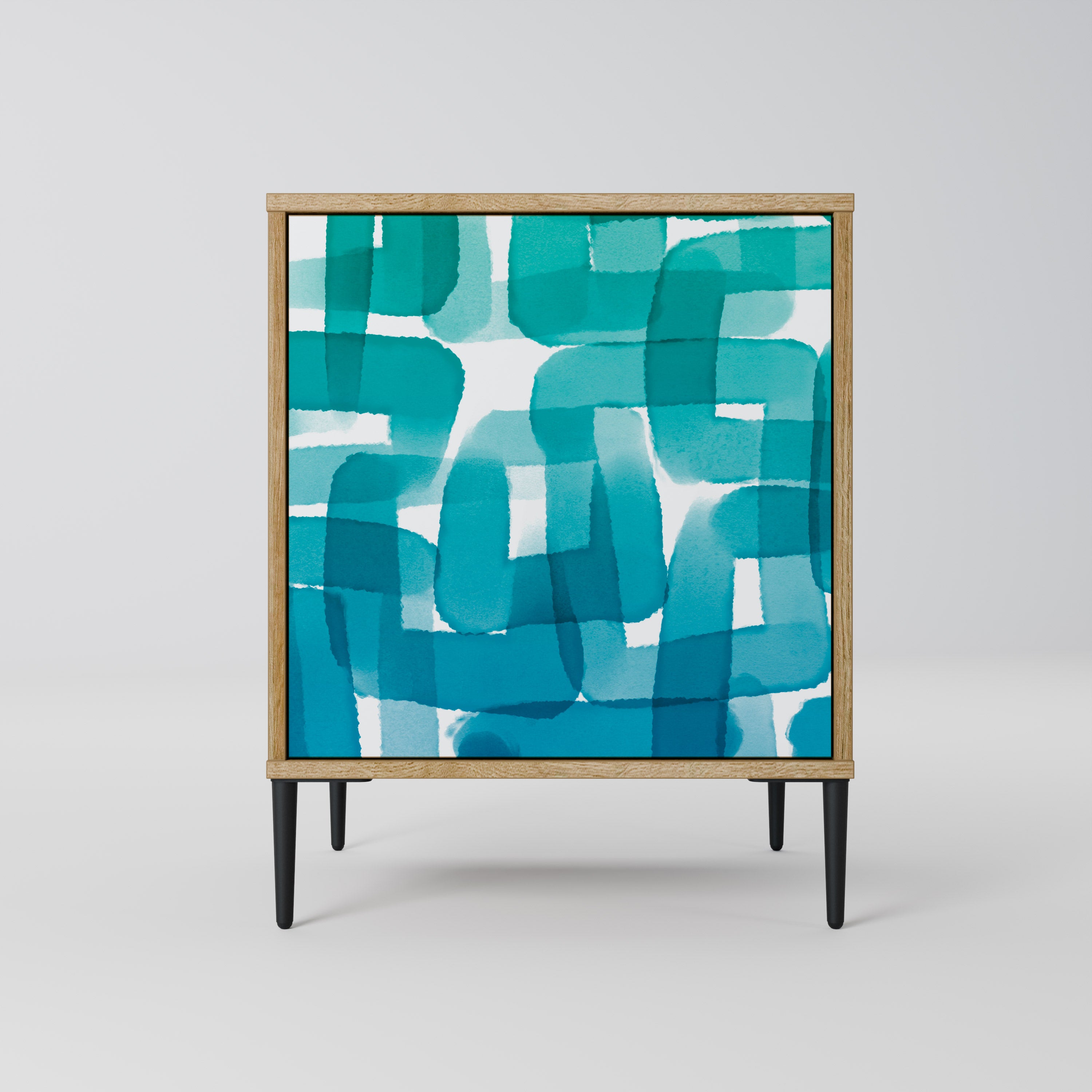TURQUOISE RECTANGLES Sideboard mit 1 Tür in Eiche-Optik