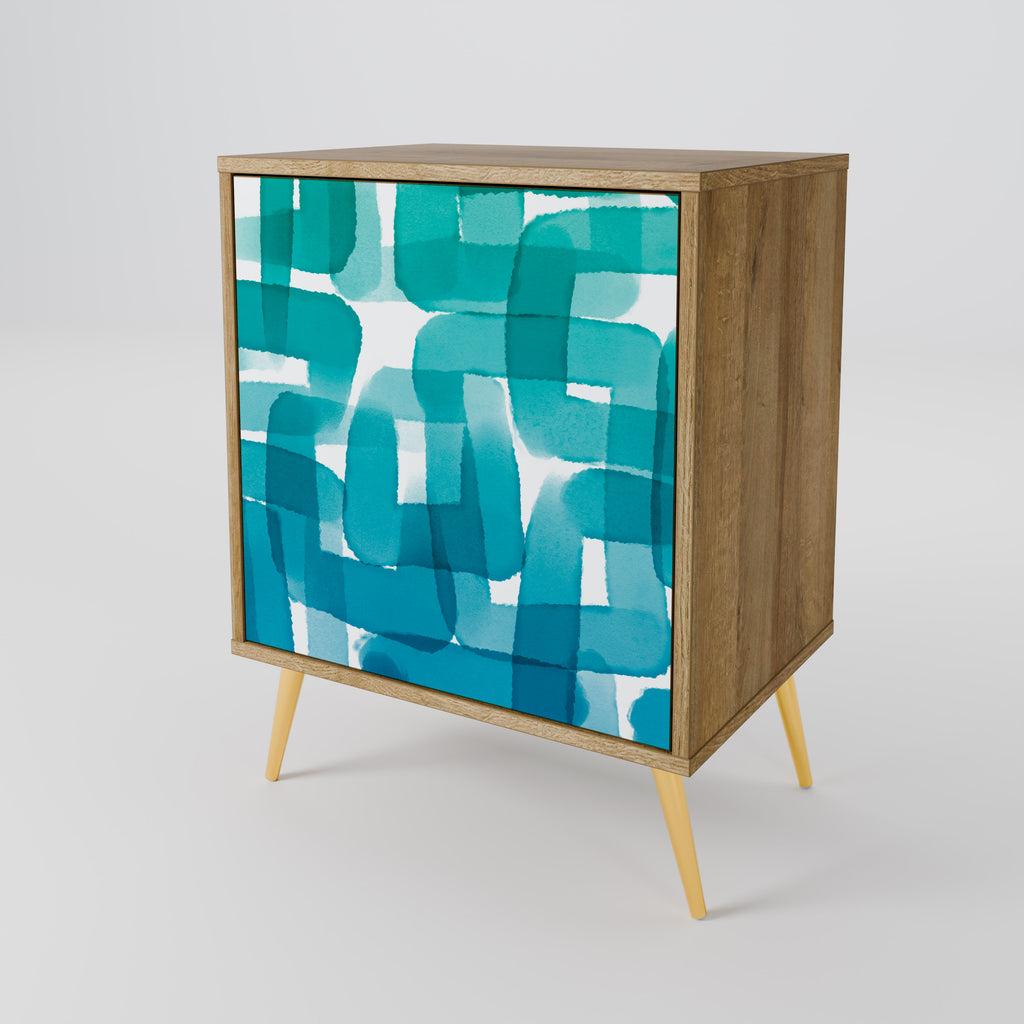 TURQUOISE RECTANGLES Sideboard mit 1 Tür in Eiche-Optik