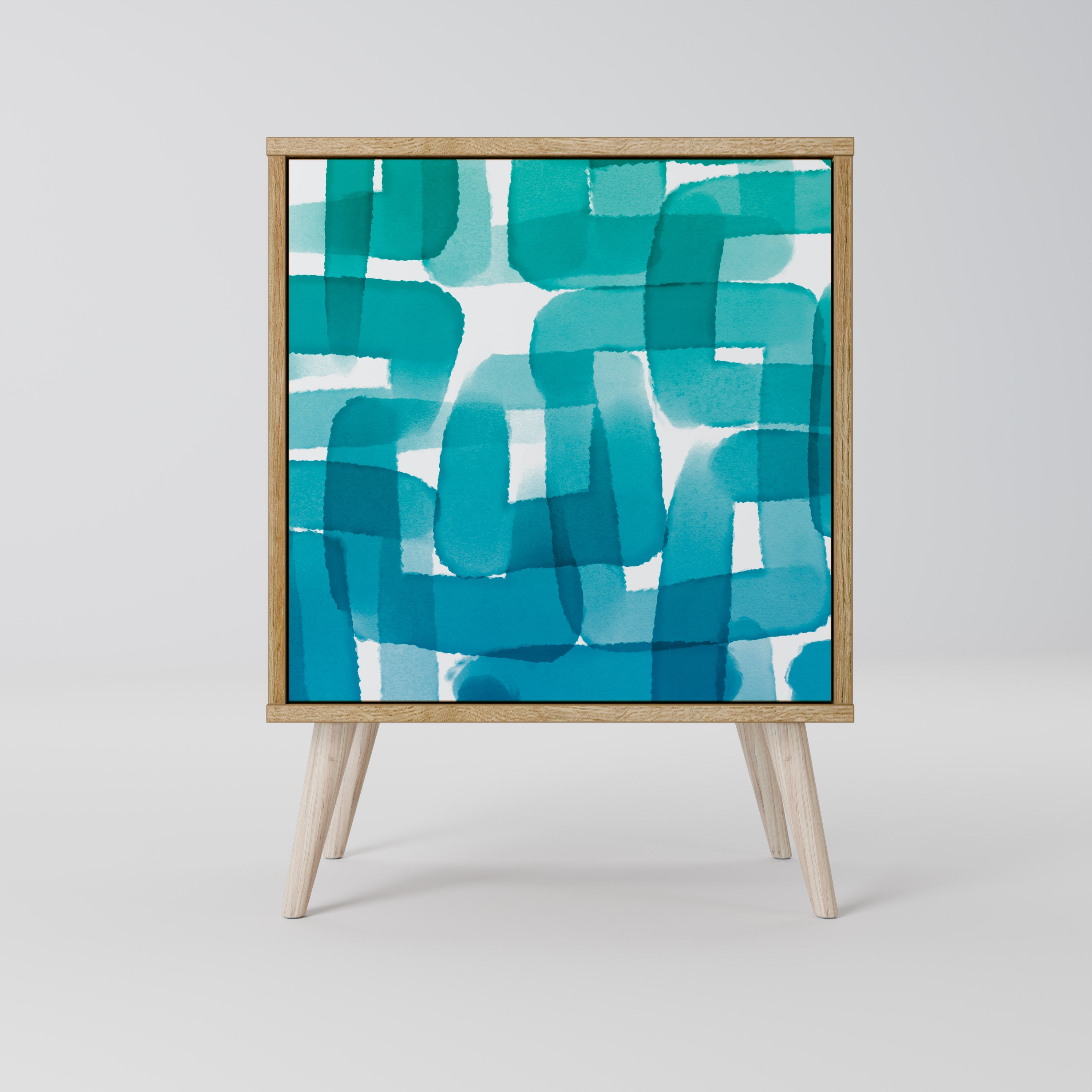 TURQUOISE RECTANGLES Sideboard mit 1 Tür in Eiche-Optik