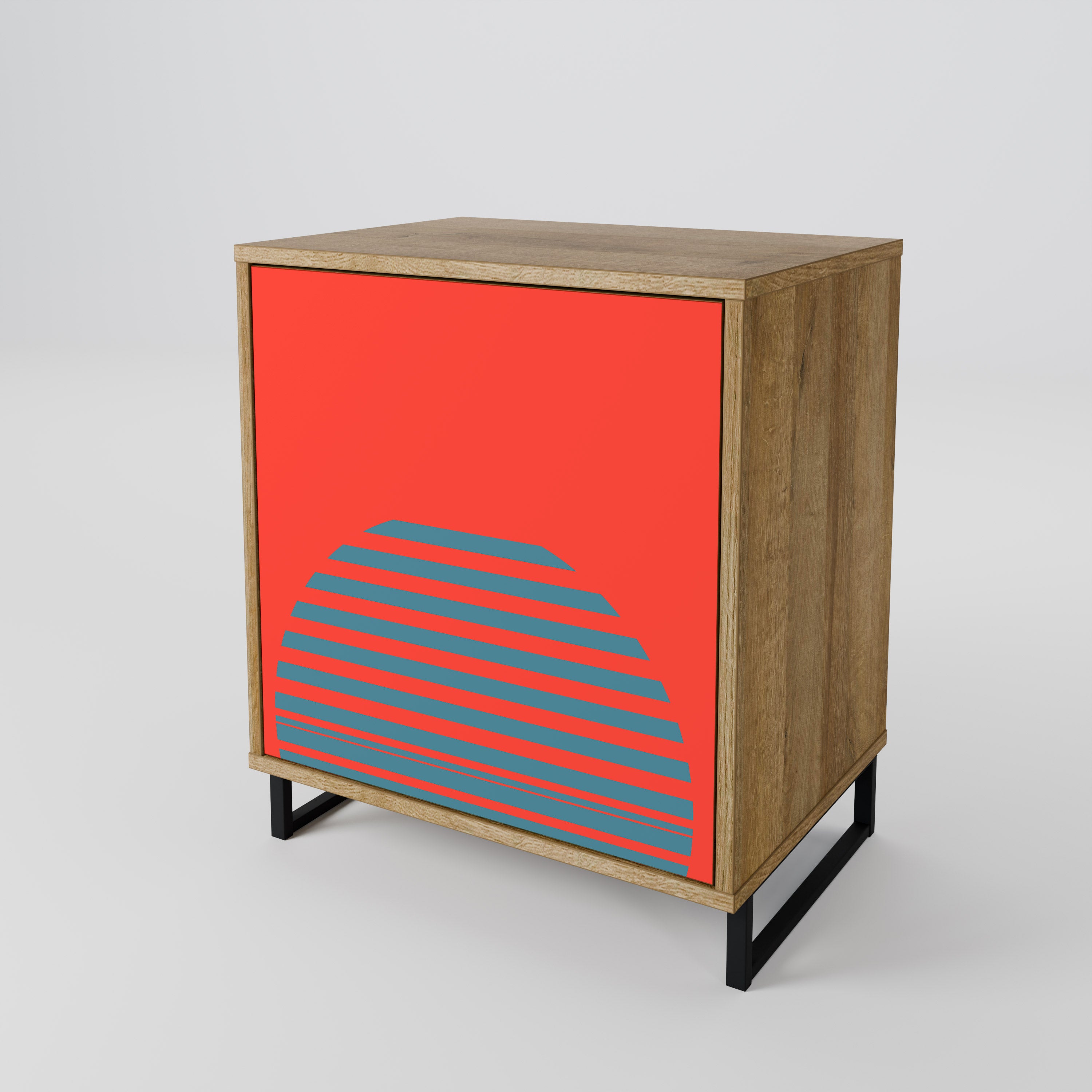 RISING GEOMETRY STARS Sideboard mit 1 Tür in Eiche-Optik