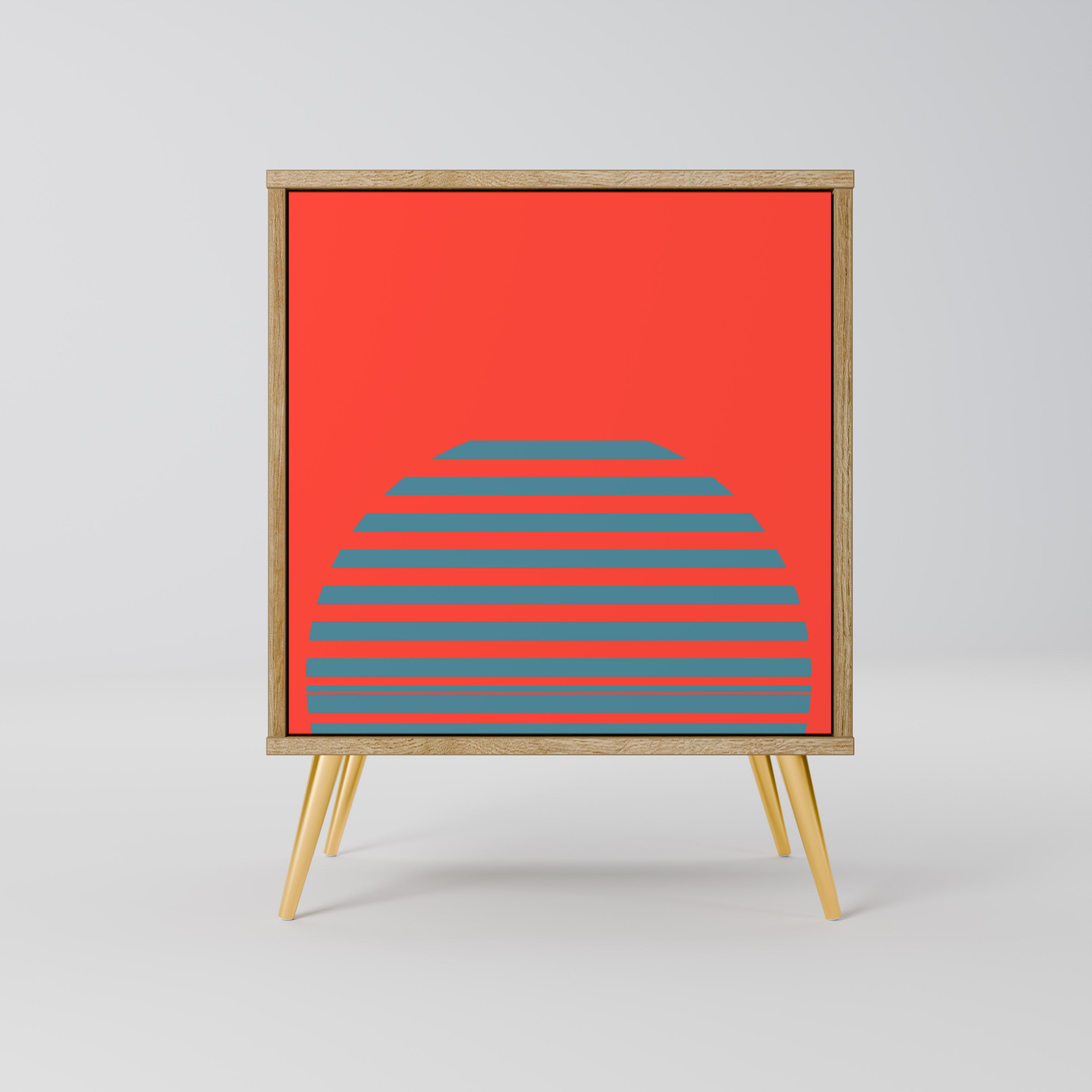 RISING GEOMETRY STARS Sideboard mit 1 Tür in Eiche-Optik