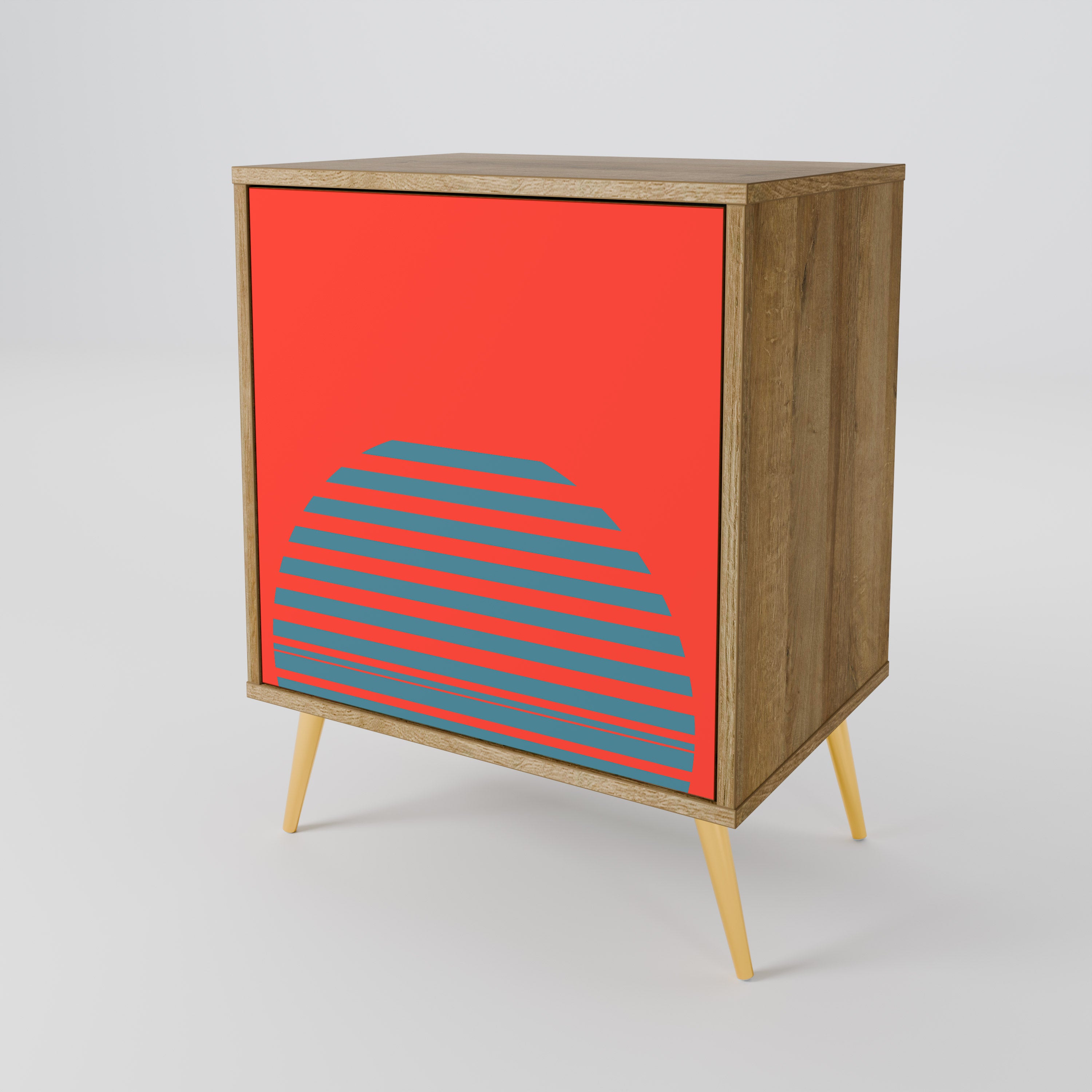 RISING GEOMETRY STARS Sideboard mit 1 Tür in Eiche-Optik