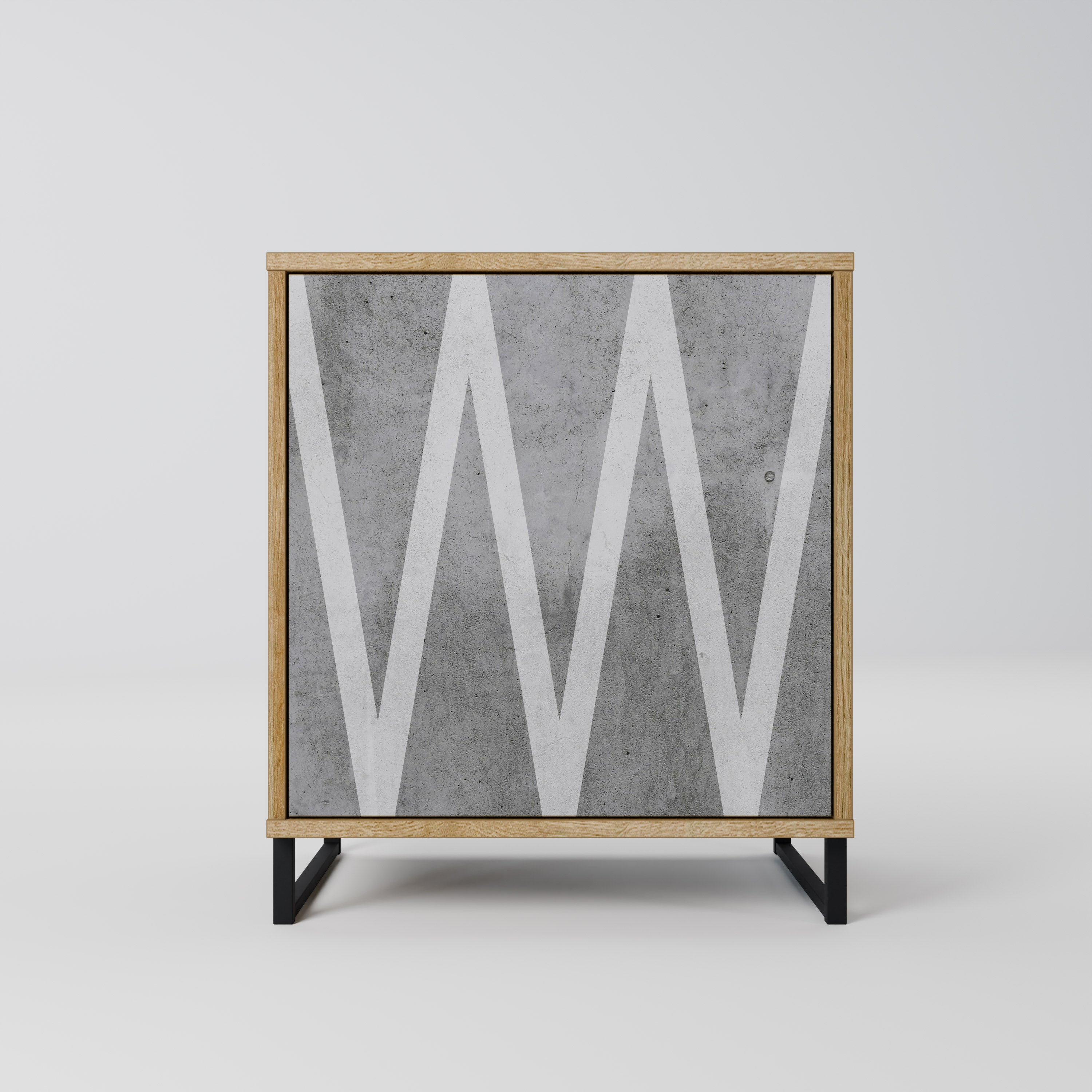 SOLID ZIG ZAG Sideboard mit 1 Tür in Eiche-Optik