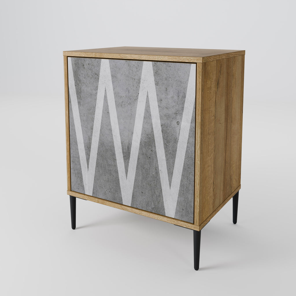 SOLID ZIG ZAG 1-Door Sideboard in Oak Effect