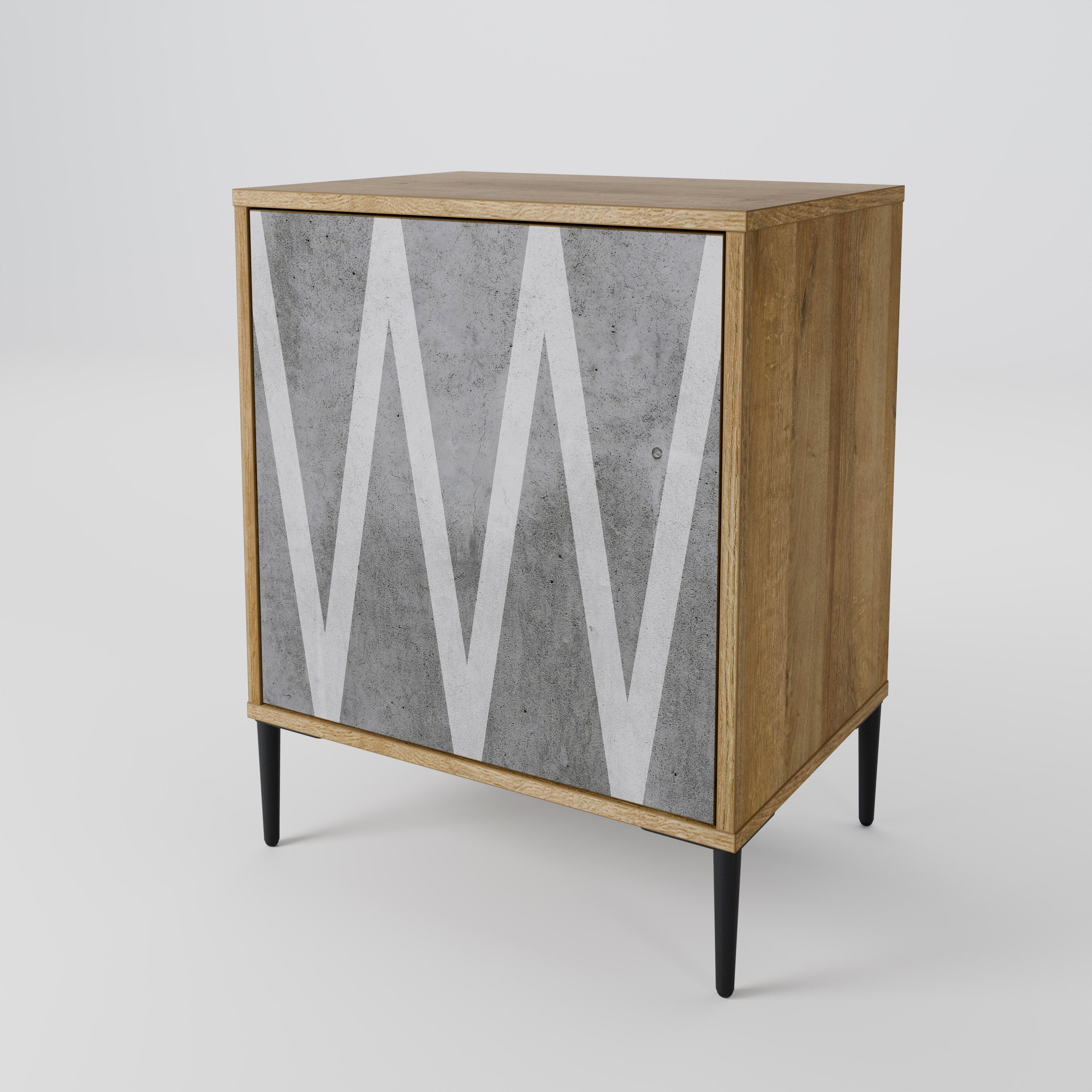 SOLID ZIG ZAG Sideboard mit 1 Tür in Eiche-Optik