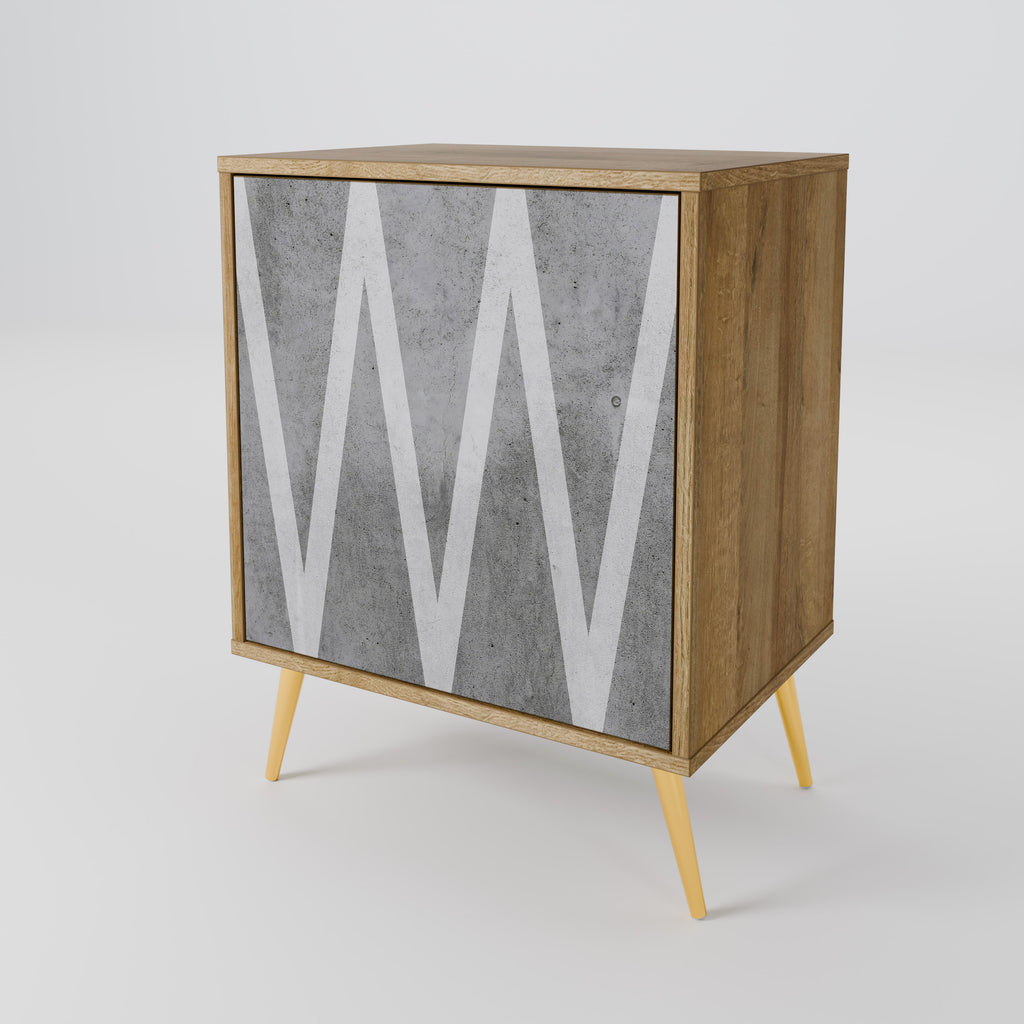 SOLID ZIG ZAG 1-Door Sideboard in Oak Effect