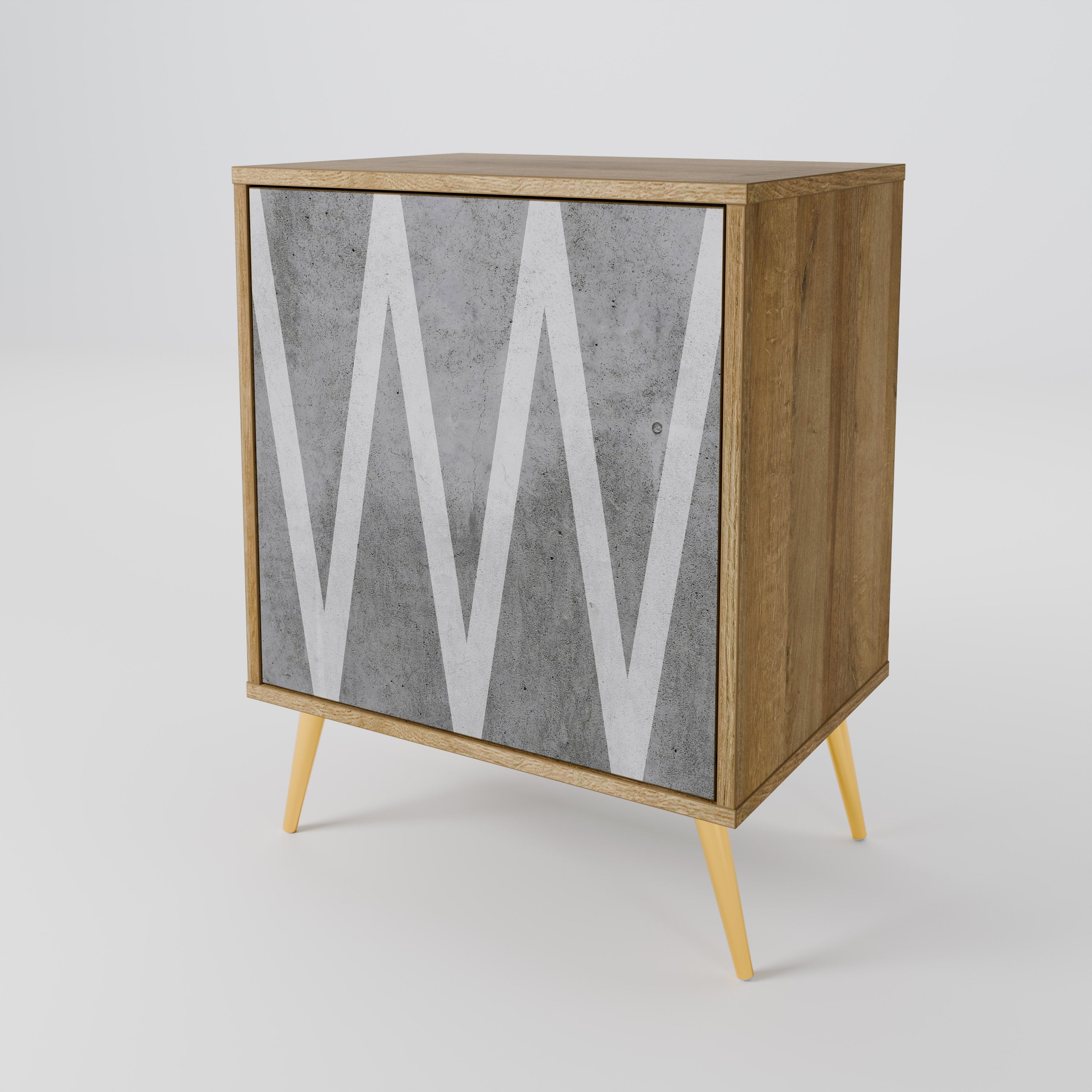 SOLID ZIG ZAG Sideboard mit 1 Tür in Eiche-Optik
