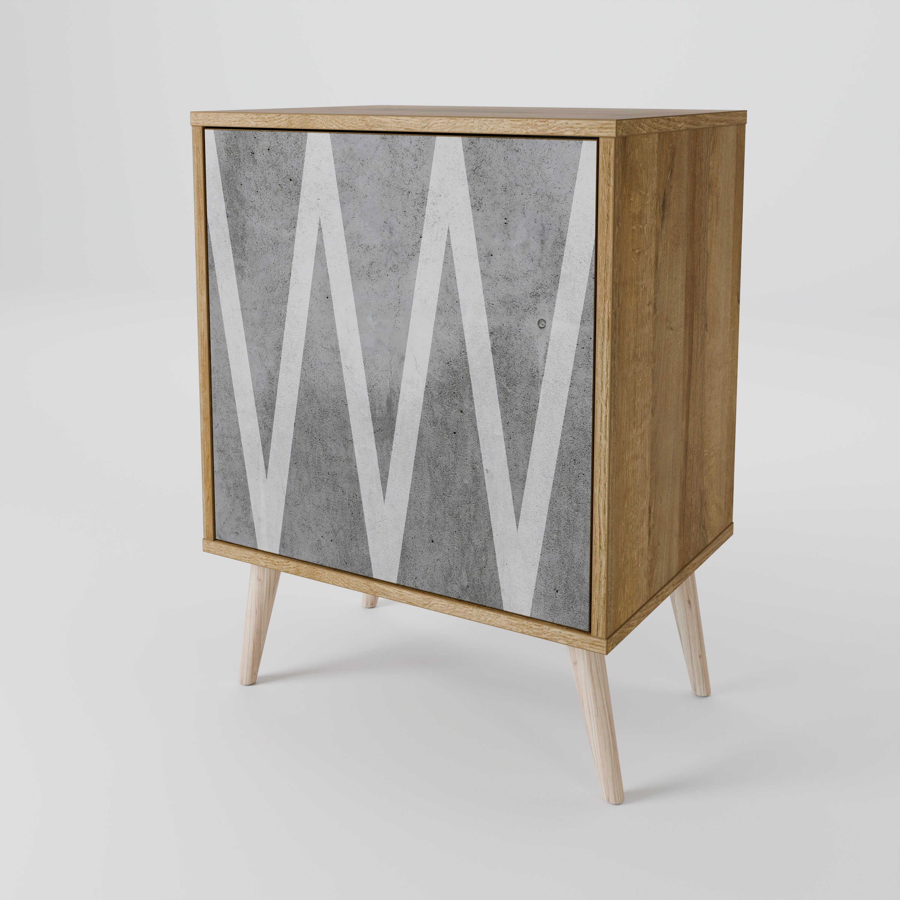 SOLID ZIG ZAG Sideboard mit 1 Tür in Eiche-Optik