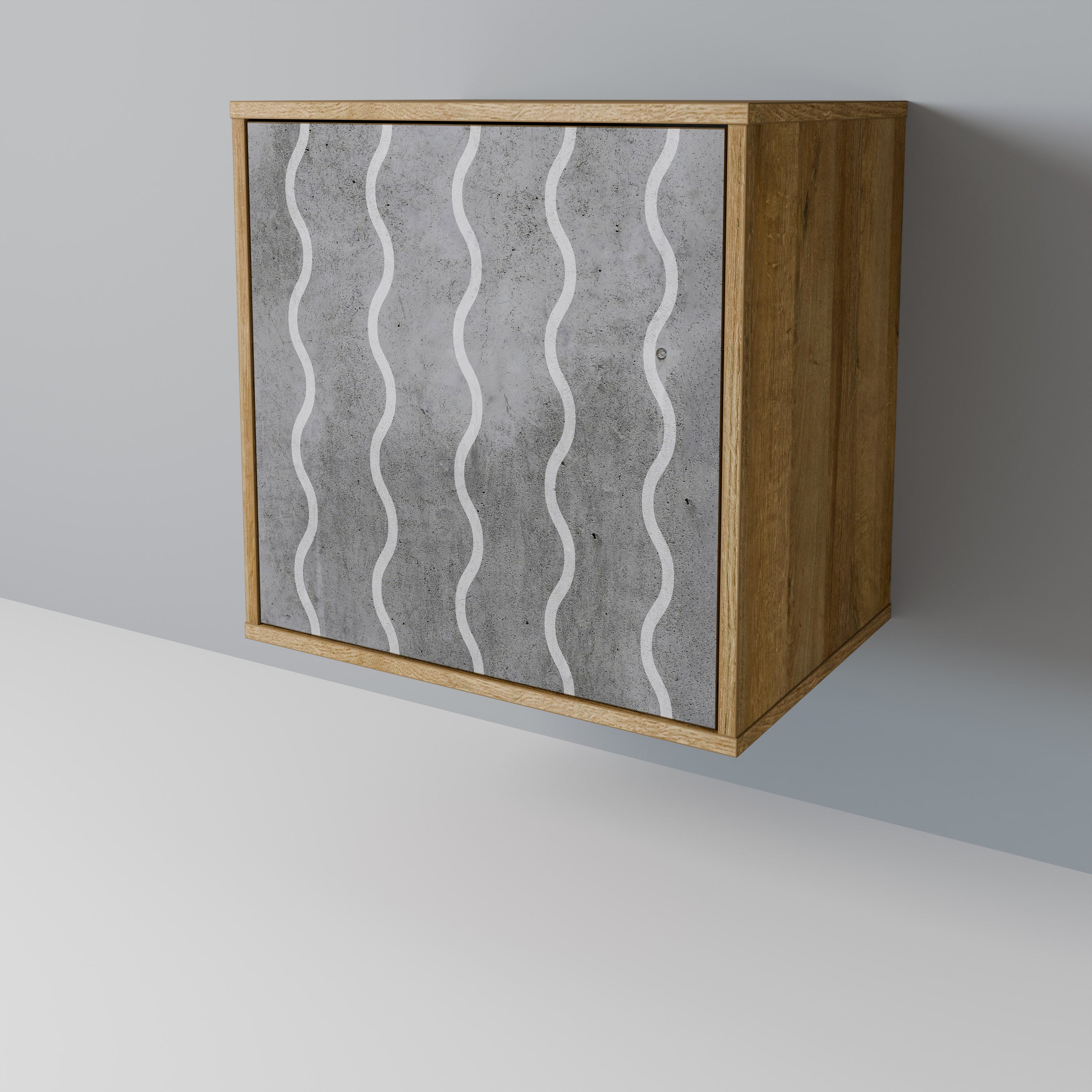 WAVES OF CONCRETE Sideboard mit 1 Tür in Eiche-Optik