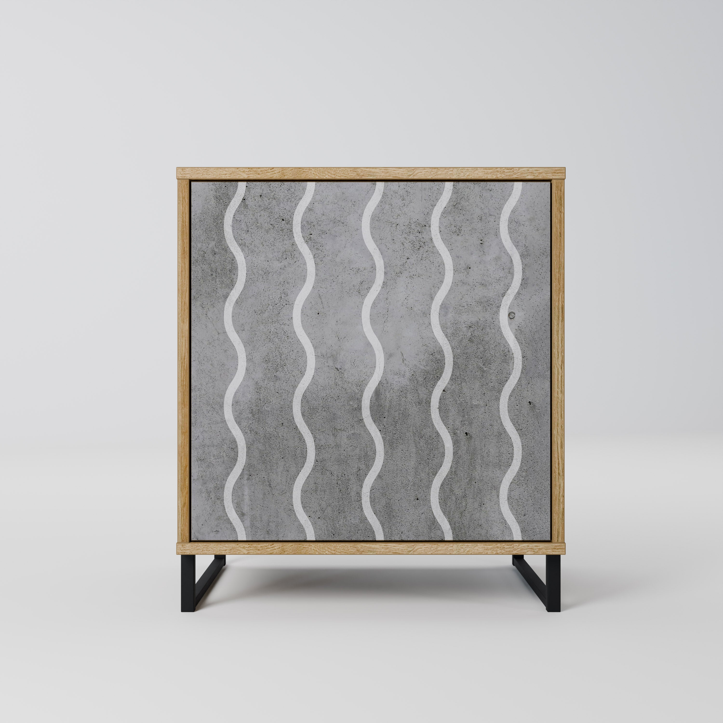 WAVES OF CONCRETE Sideboard mit 1 Tür in Eiche-Optik
