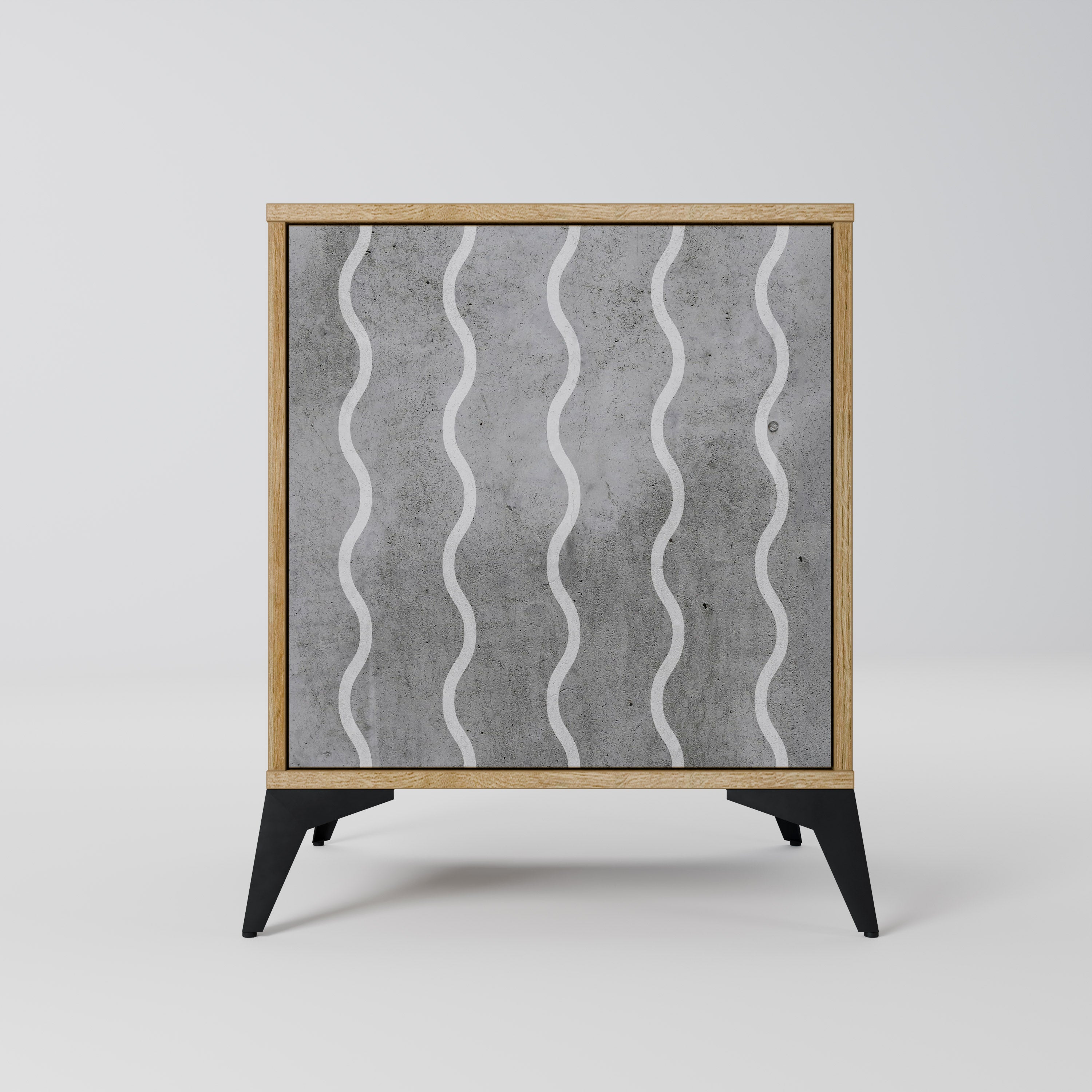 WAVES OF CONCRETE Sideboard mit 1 Tür in Eiche-Optik