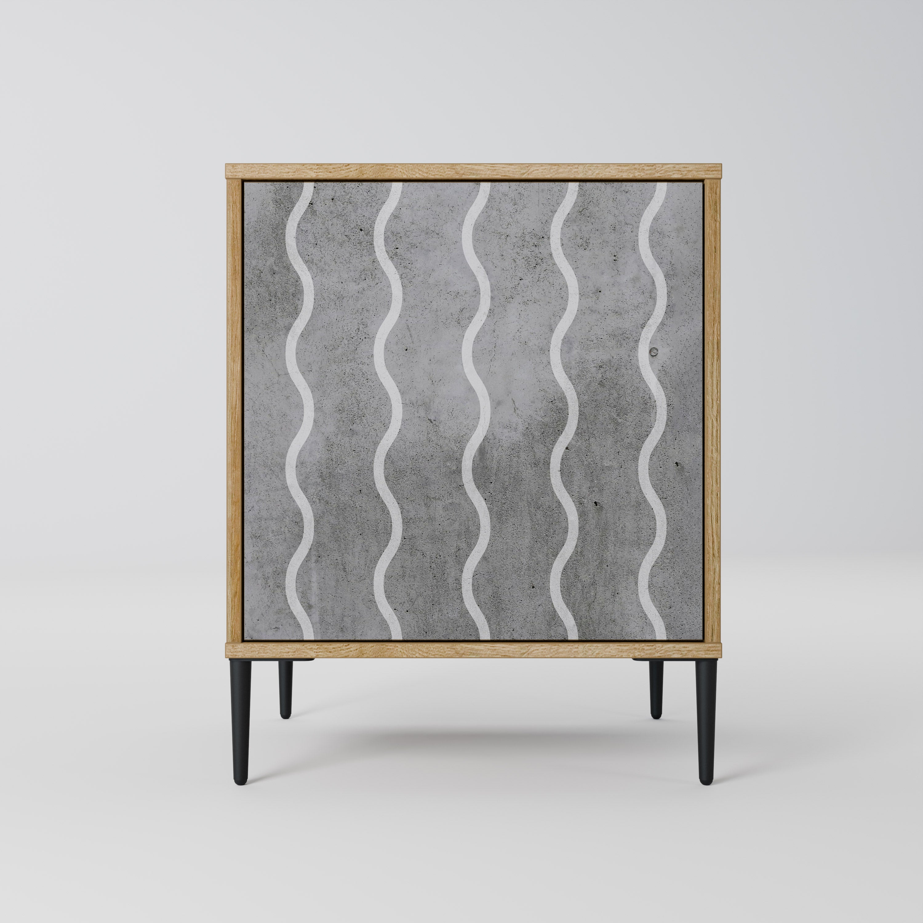 WAVES OF CONCRETE Sideboard mit 1 Tür in Eiche-Optik