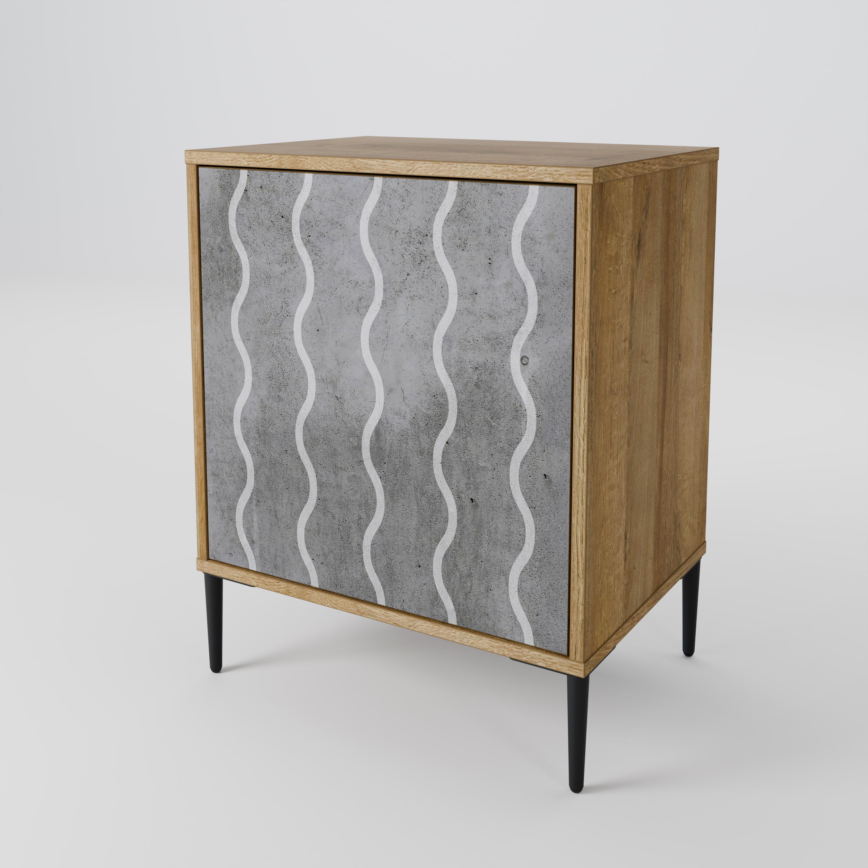 WAVES OF CONCRETE Sideboard mit 1 Tür in Eiche-Optik