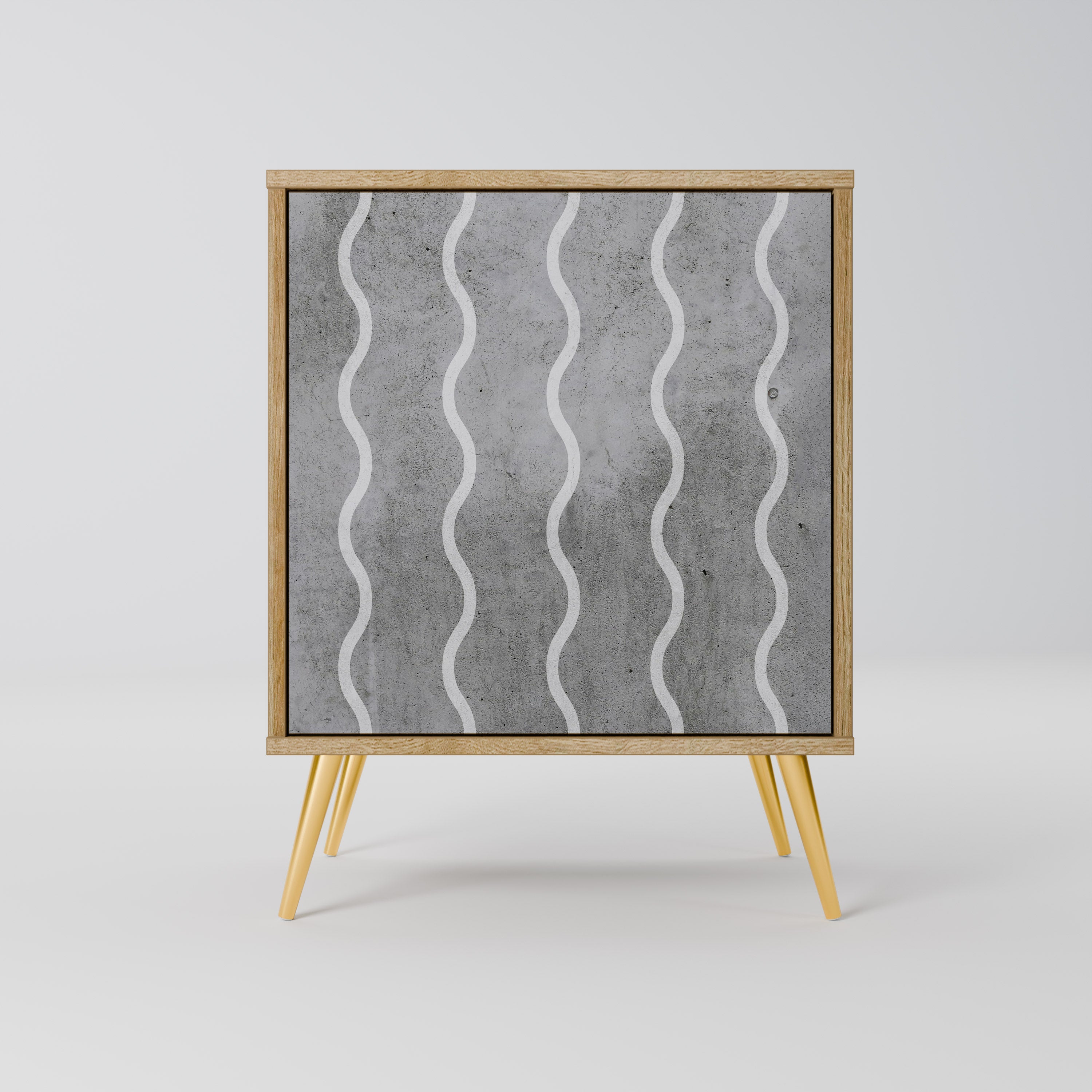 WAVES OF CONCRETE Sideboard mit 1 Tür in Eiche-Optik
